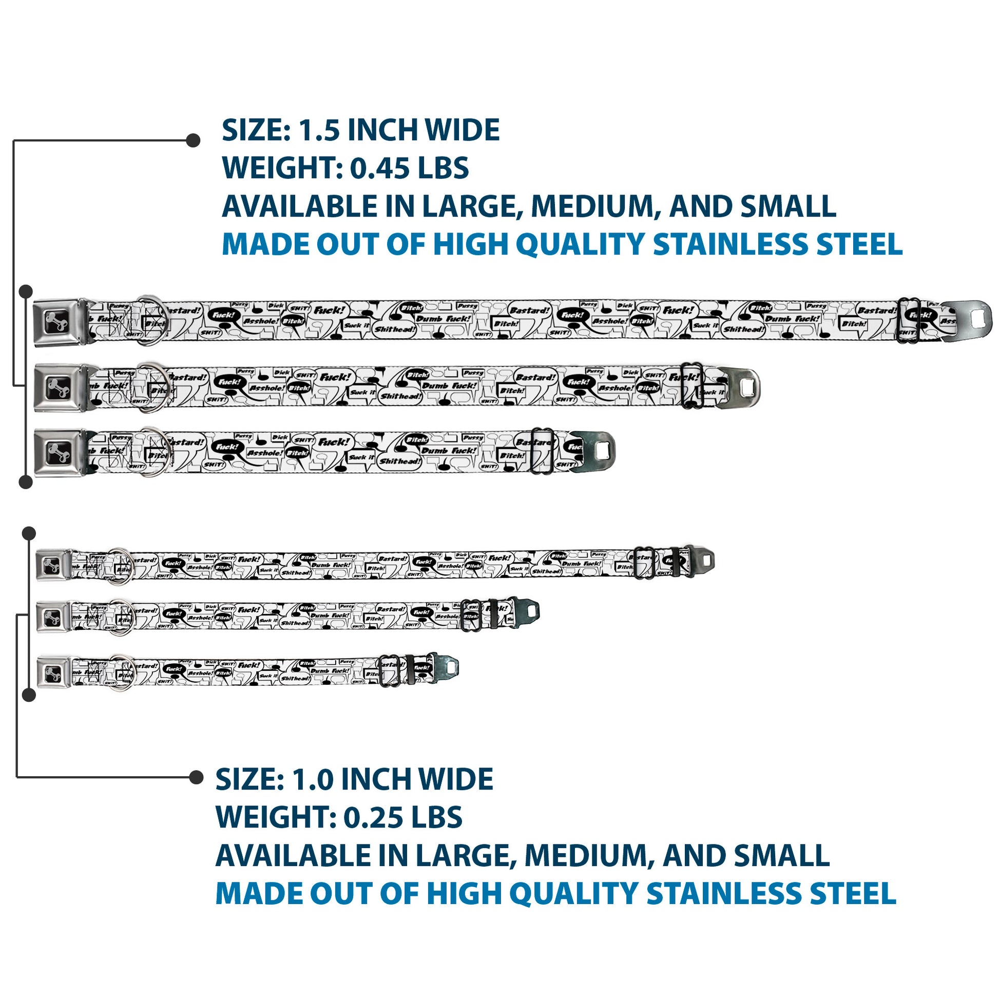 Buckle-Down Seatbelt Buckle Dog Collar - Curse Bubbles Seatbelt Buckle Collars Buckle-Down