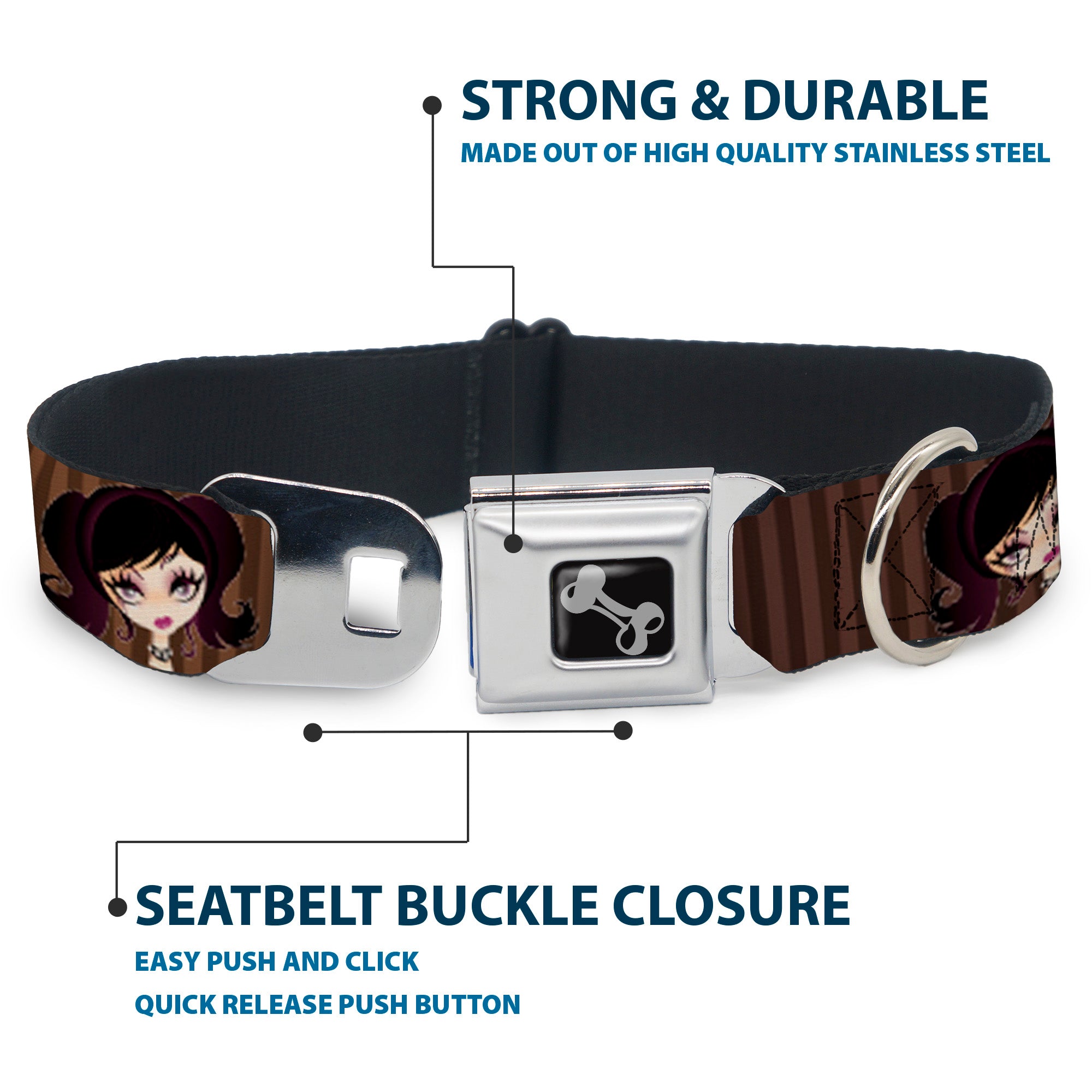 Dog Bone Seatbelt Buckle Collar - Cutesy Girl Seatbelt Buckle Collars Buckle-Down