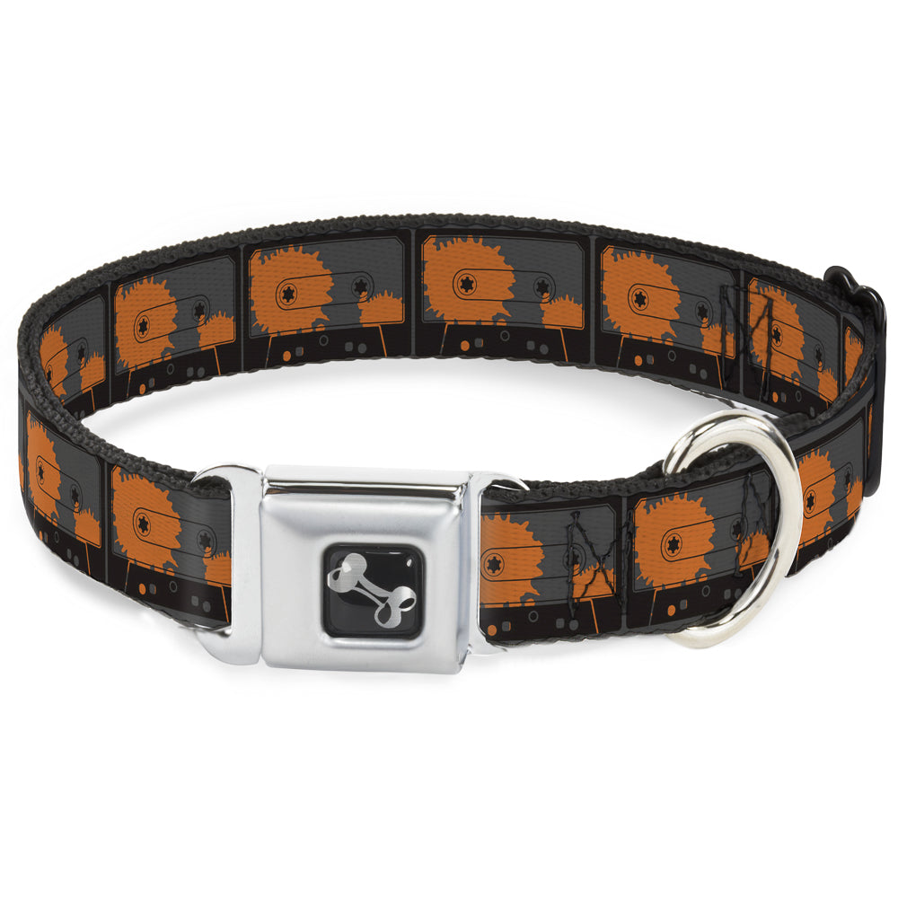 Dog Bone Seatbelt Buckle Collar - Cassette Splatter Gray/Orange Seatbelt Buckle Collars Buckle-Down