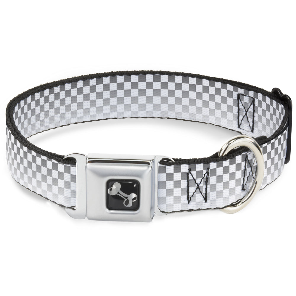 Dog Bone Seatbelt Buckle Collar - Checker Black/White Fade Out Seatbelt Buckle Collars Buckle-Down