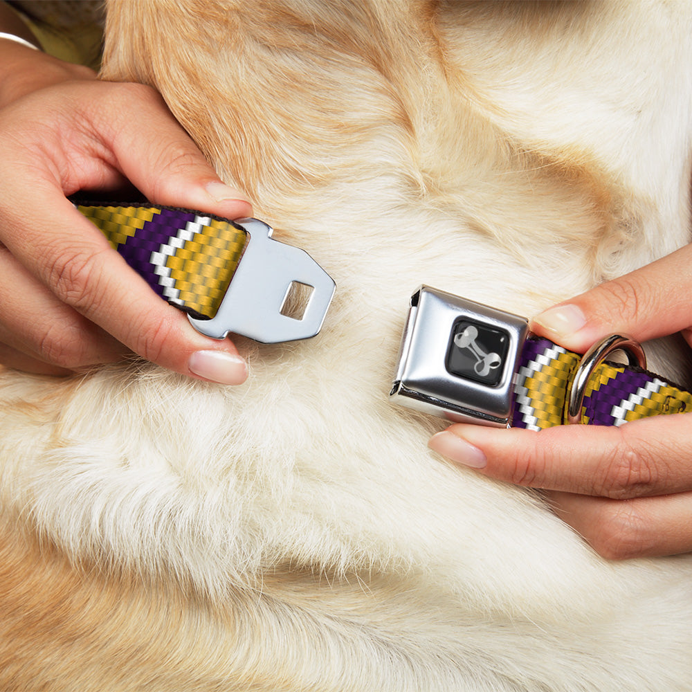 Dog Bone Seatbelt Buckle Collar - Chevron Weave Gold/Purple/White Seatbelt Buckle Collars Buckle-Down