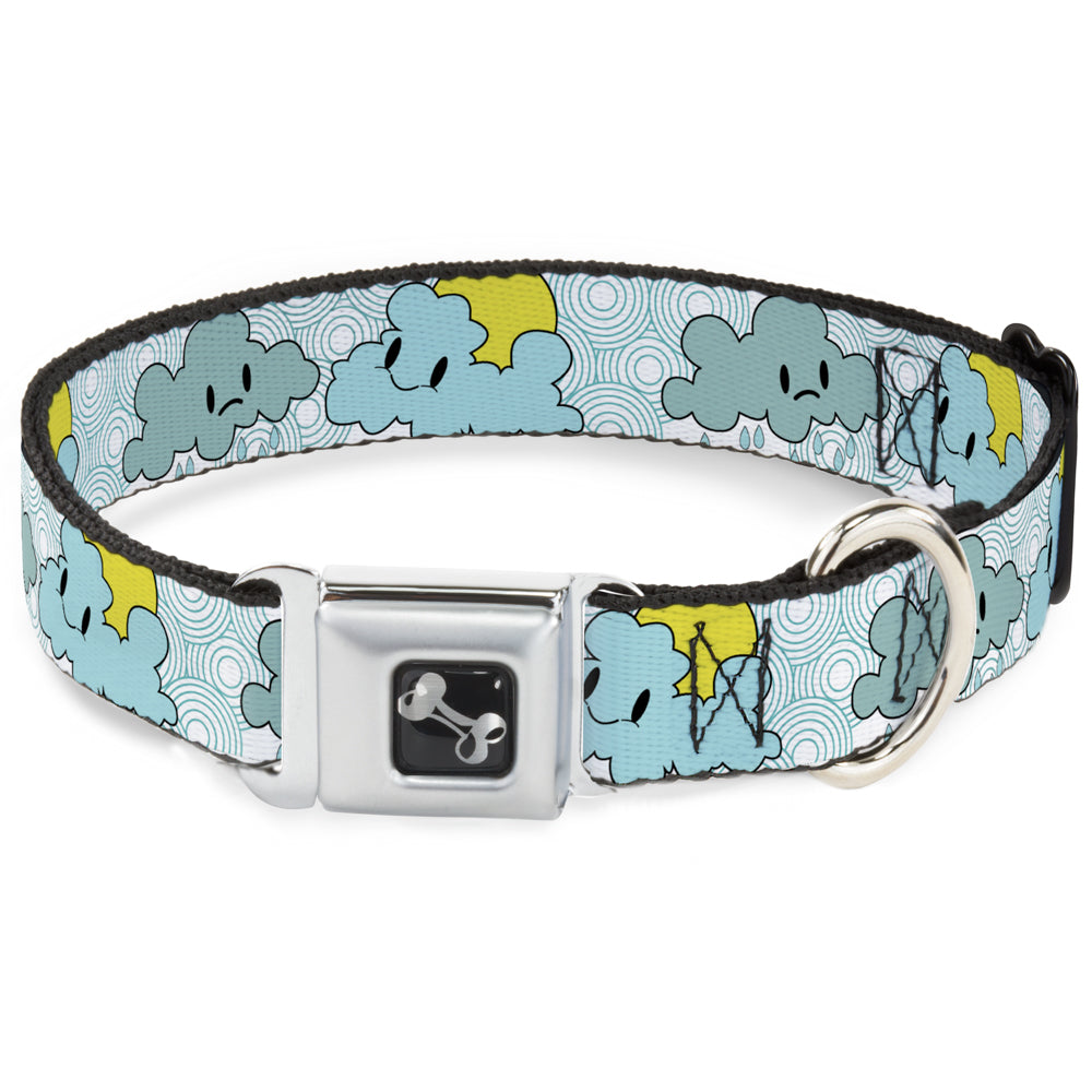 Dog Bone Seatbelt Buckle Collar - Cloudy Skies Rain Clouds White/Blues Seatbelt Buckle Collars Buckle-Down