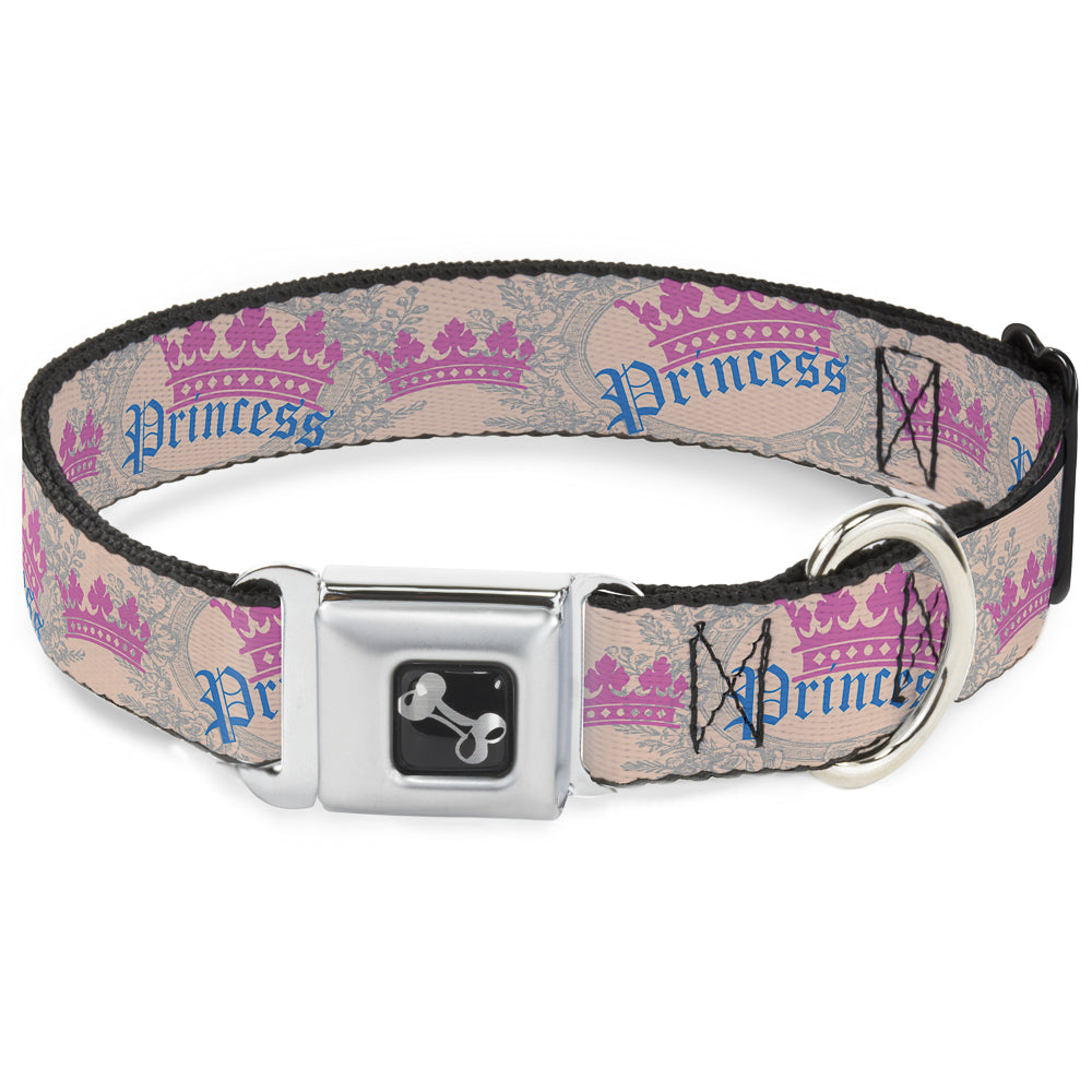 Dog Bone Seatbelt Buckle Collar - Crown Princess Oval Baby Pink/Baby Blue Seatbelt Buckle Collars Buckle-Down
