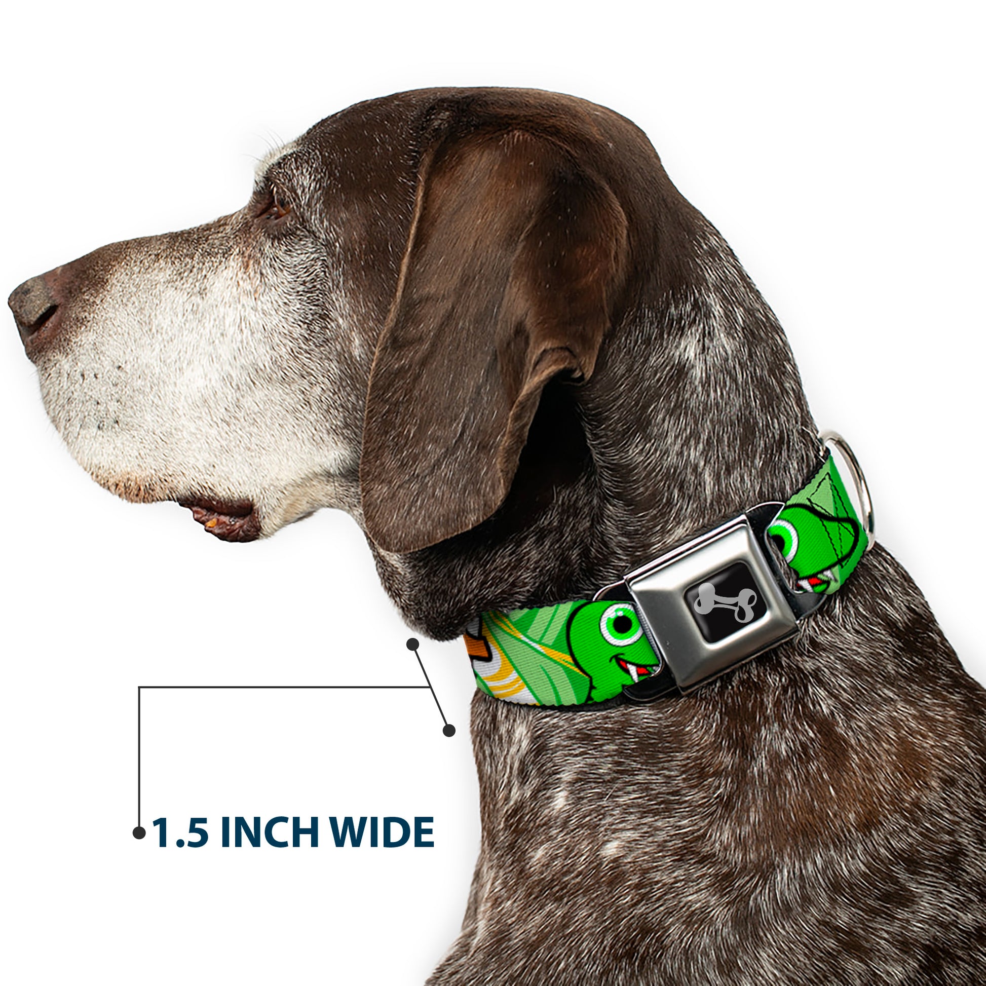 Dog Bone Seatbelt Buckle Collar - Cute Dinosaurs Yellow/Green Seatbelt Buckle Collars Buckle-Down