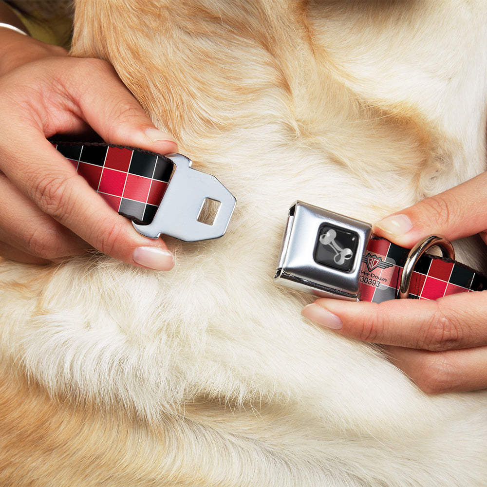 Dog Bone Seatbelt Buckle Collar - Checker Mosaic Red Seatbelt Buckle Collars Buckle-Down