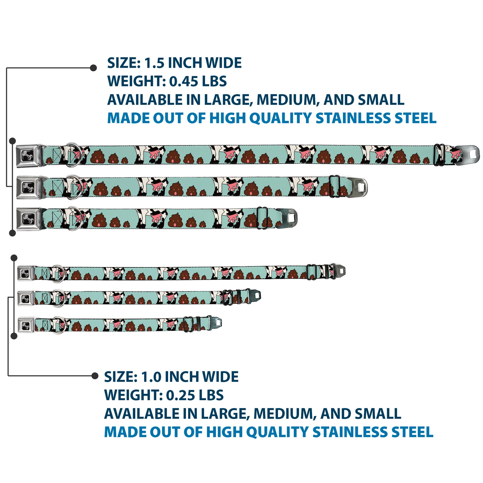 Dog Bone Seatbelt Buckle Collar - Cow Poops Color Seatbelt Buckle Collars Buckle-Down