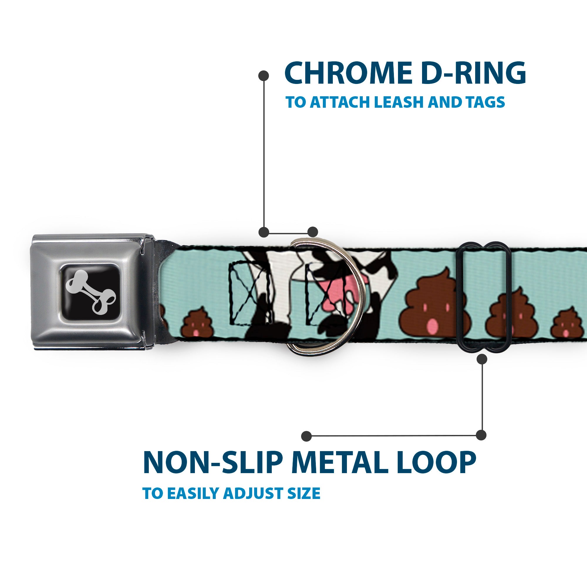 Dog Bone Seatbelt Buckle Collar - Cow Poops Color Seatbelt Buckle Collars Buckle-Down