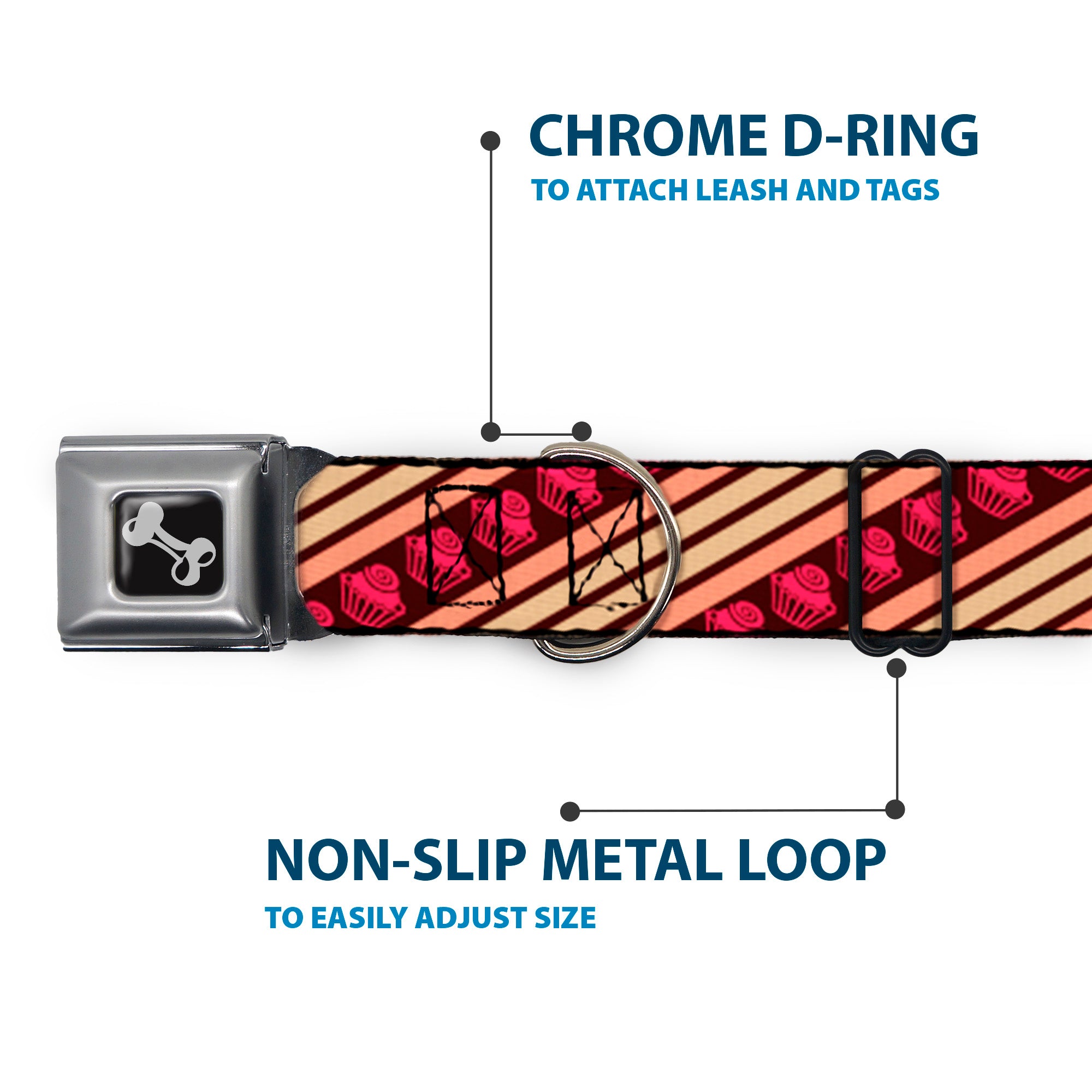 Dog Bone Seatbelt Buckle Collar - Cupcake Wallpaper Seatbelt Buckle Collars Buckle-Down