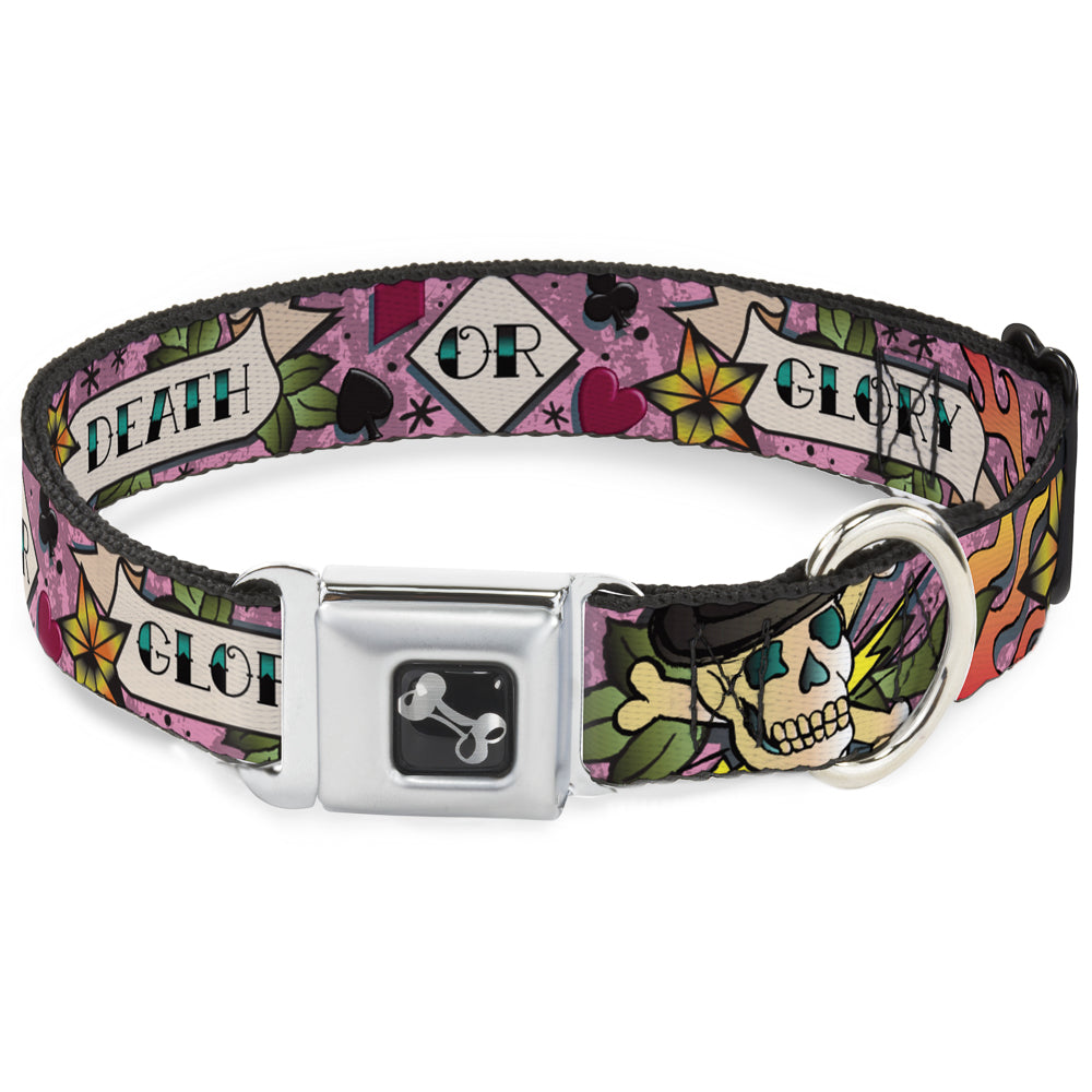 Dog Bone Seatbelt Buckle Collar - Death or Glory Pink Seatbelt Buckle Collars Buckle-Down