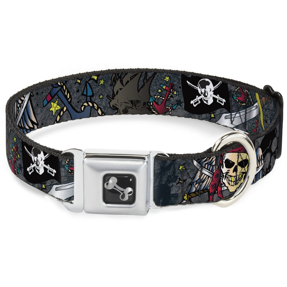 Dog Bone Seatbelt Buckle Collar - Dead Men Tell No Tales Gray Seatbelt Buckle Collars Buckle-Down