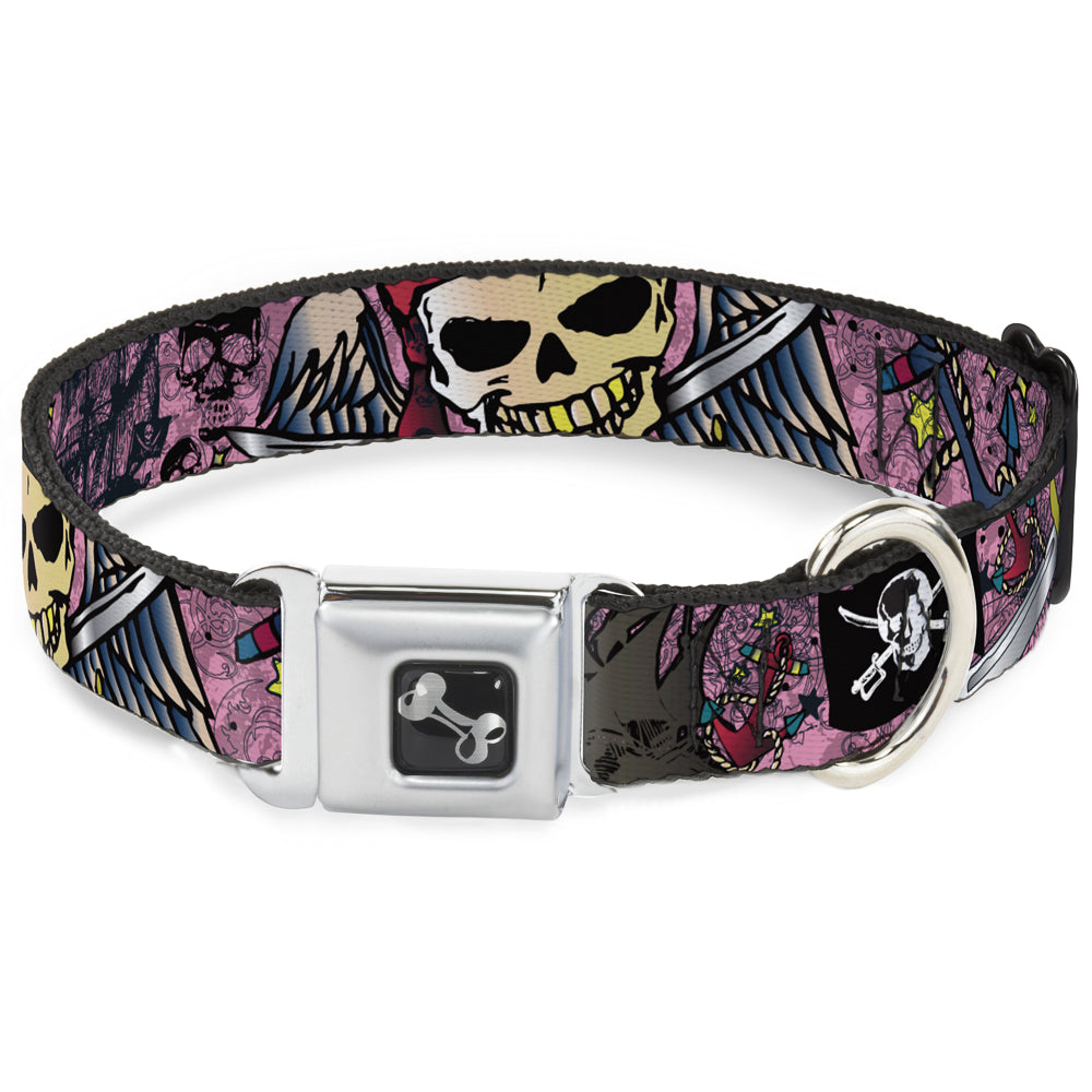 Dog Bone Seatbelt Buckle Collar - Dead Men Tell No Tales Pink Seatbelt Buckle Collars Buckle-Down