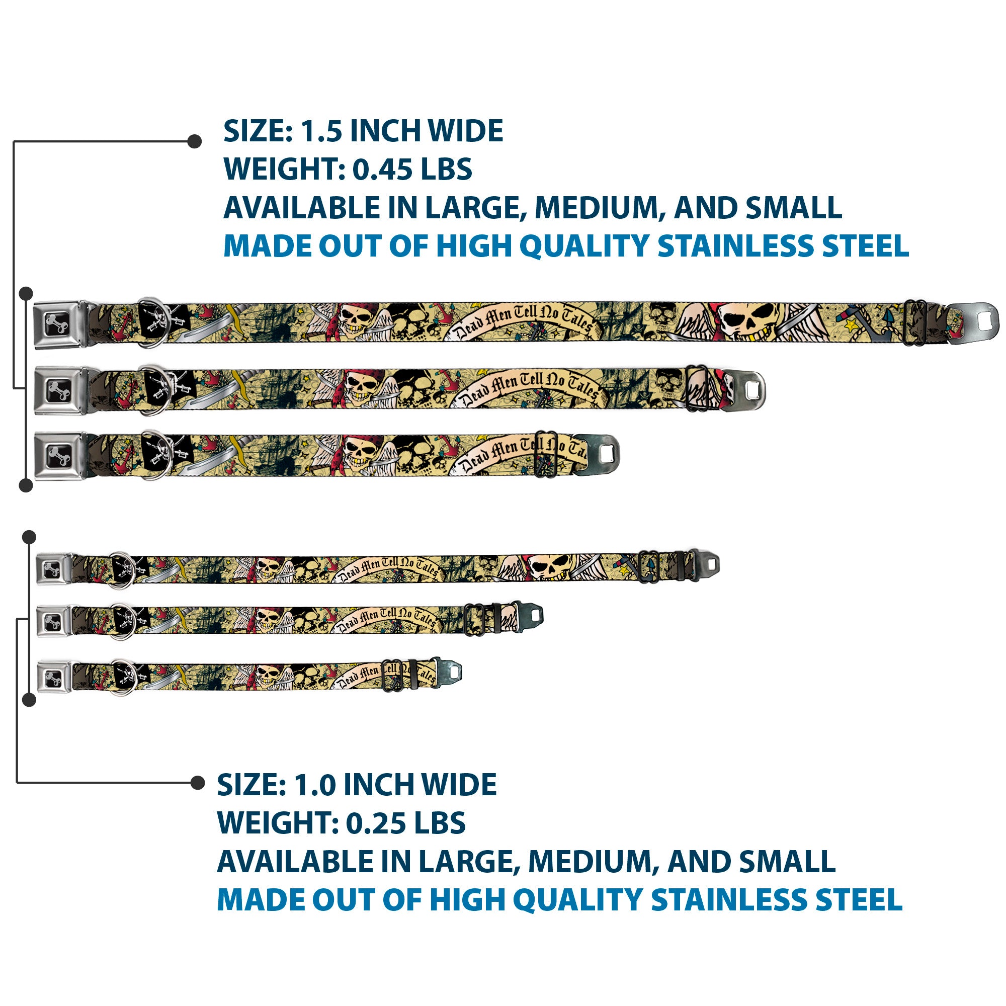 Dog Bone Seatbelt Buckle Collar - Dead Men Tell No Tales Tan Seatbelt Buckle Collars Buckle-Down