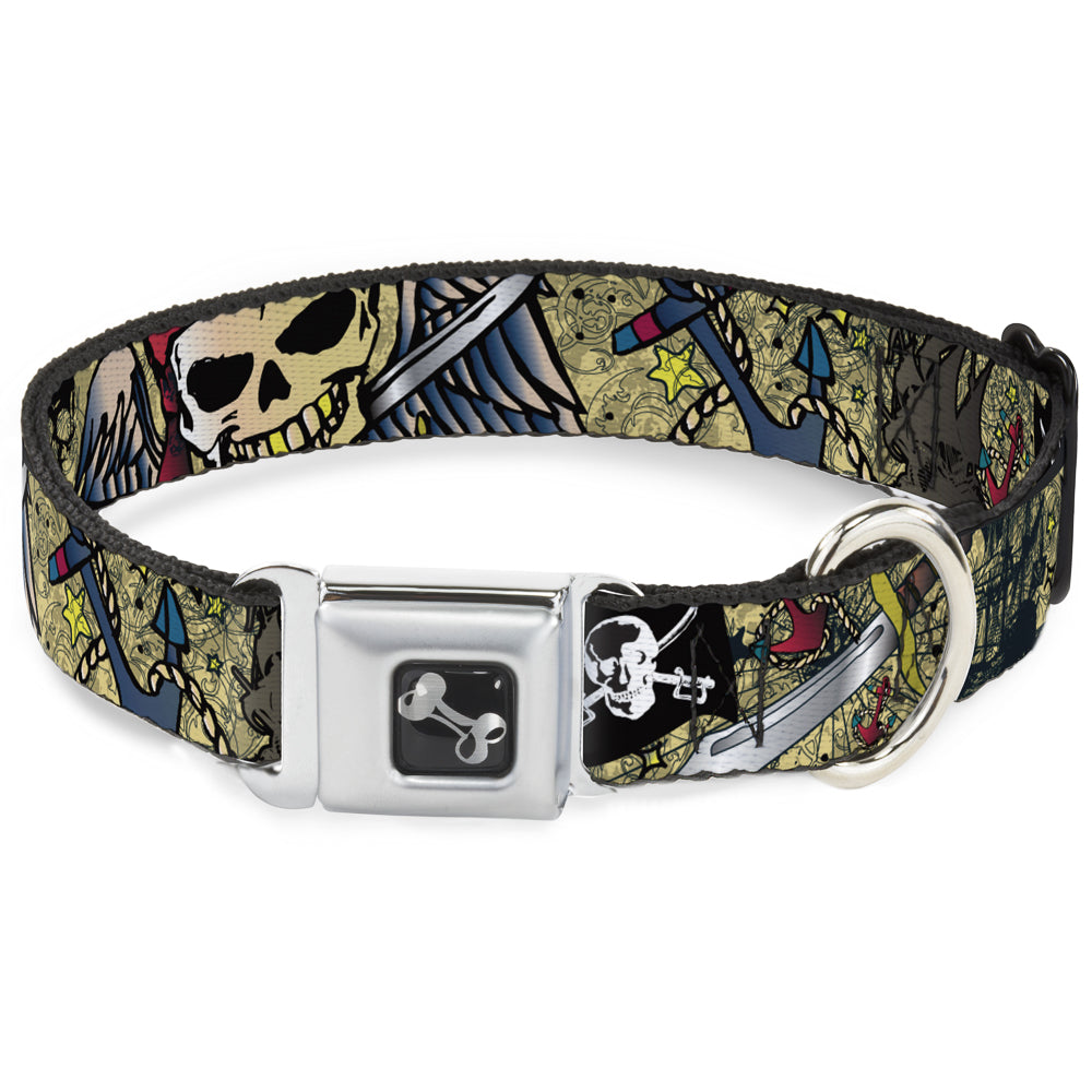 Dog Bone Seatbelt Buckle Collar - Dead Men Tell No Tales Tan Seatbelt Buckle Collars Buckle-Down
