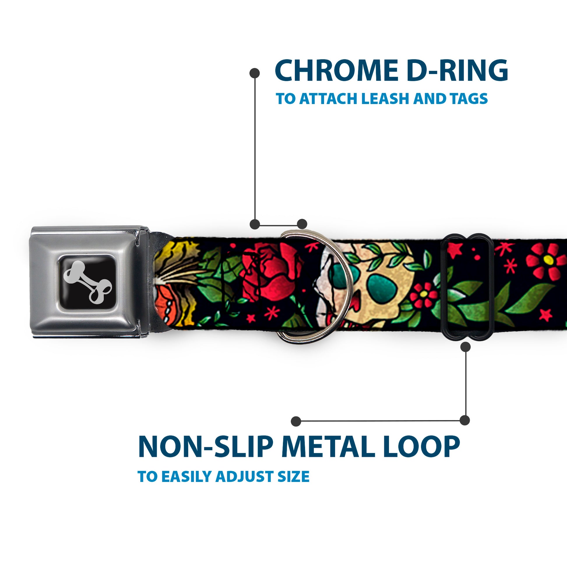 Dog Bone Seatbelt Buckle Collar - Death Before Dishonor CLOSE-UP Black Seatbelt Buckle Collars Buckle-Down