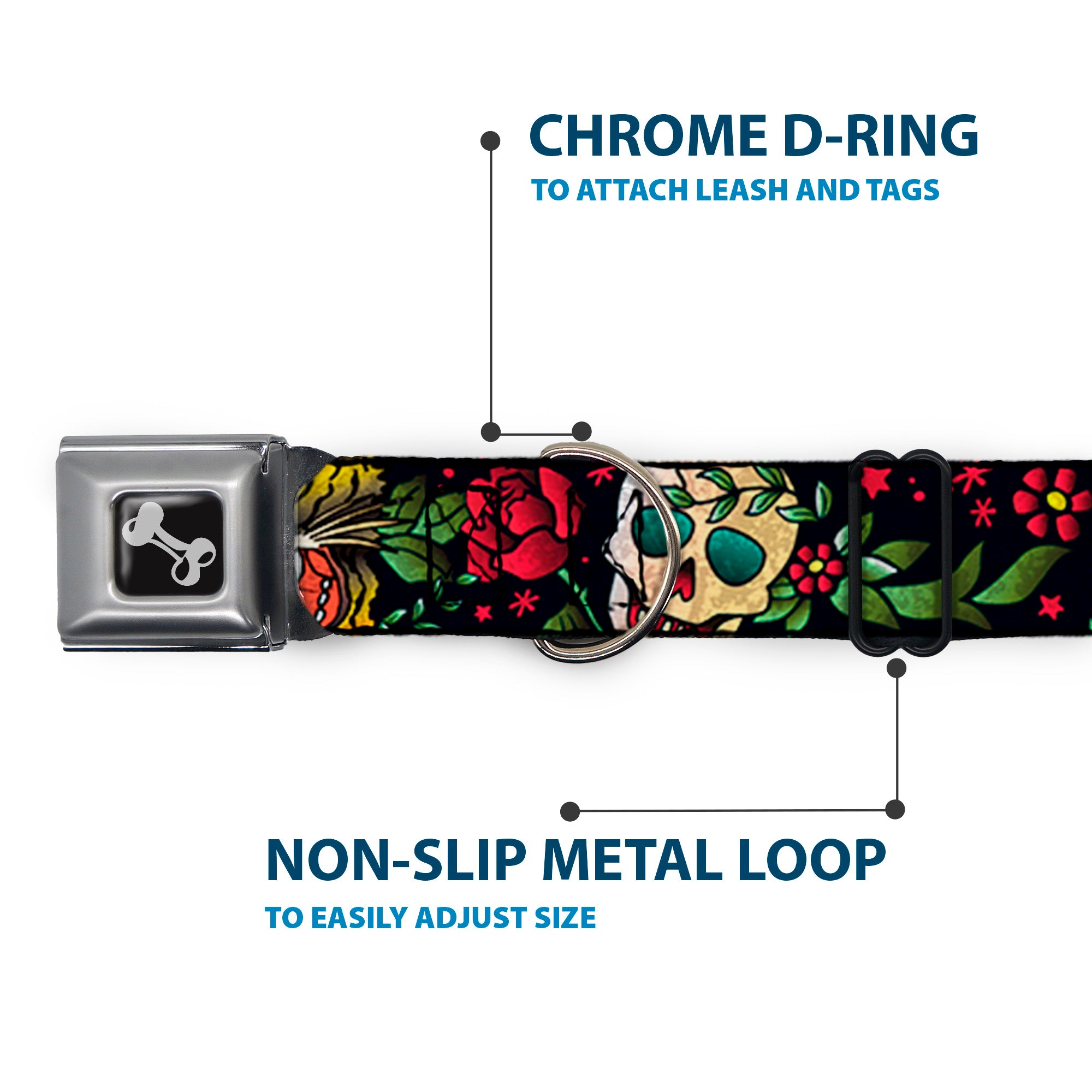 Dog Bone Seatbelt Buckle Collar - Death Before Dishonor CLOSE-UP Black Seatbelt Buckle Collars Buckle-Down