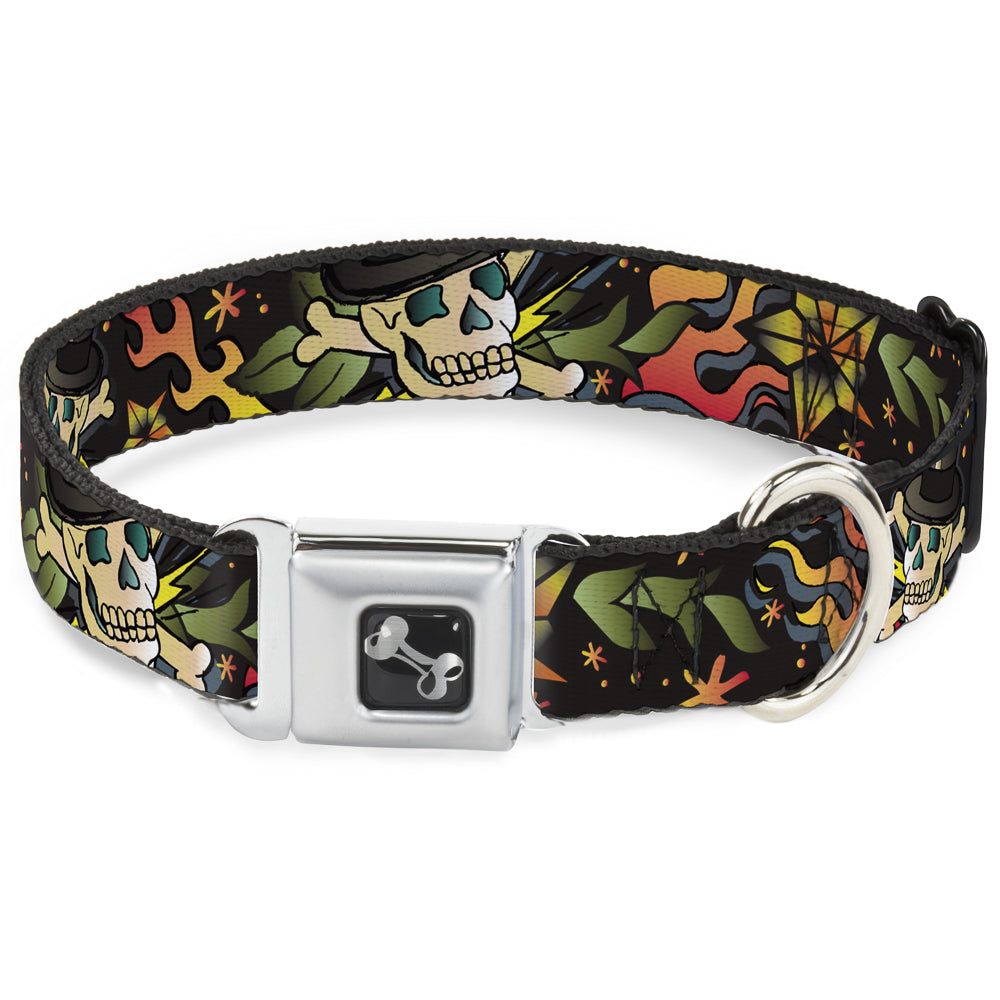 Dog Bone Seatbelt Buckle Collar - Death or Glory CLOSE-UP Black Seatbelt Buckle Collars Buckle-Down