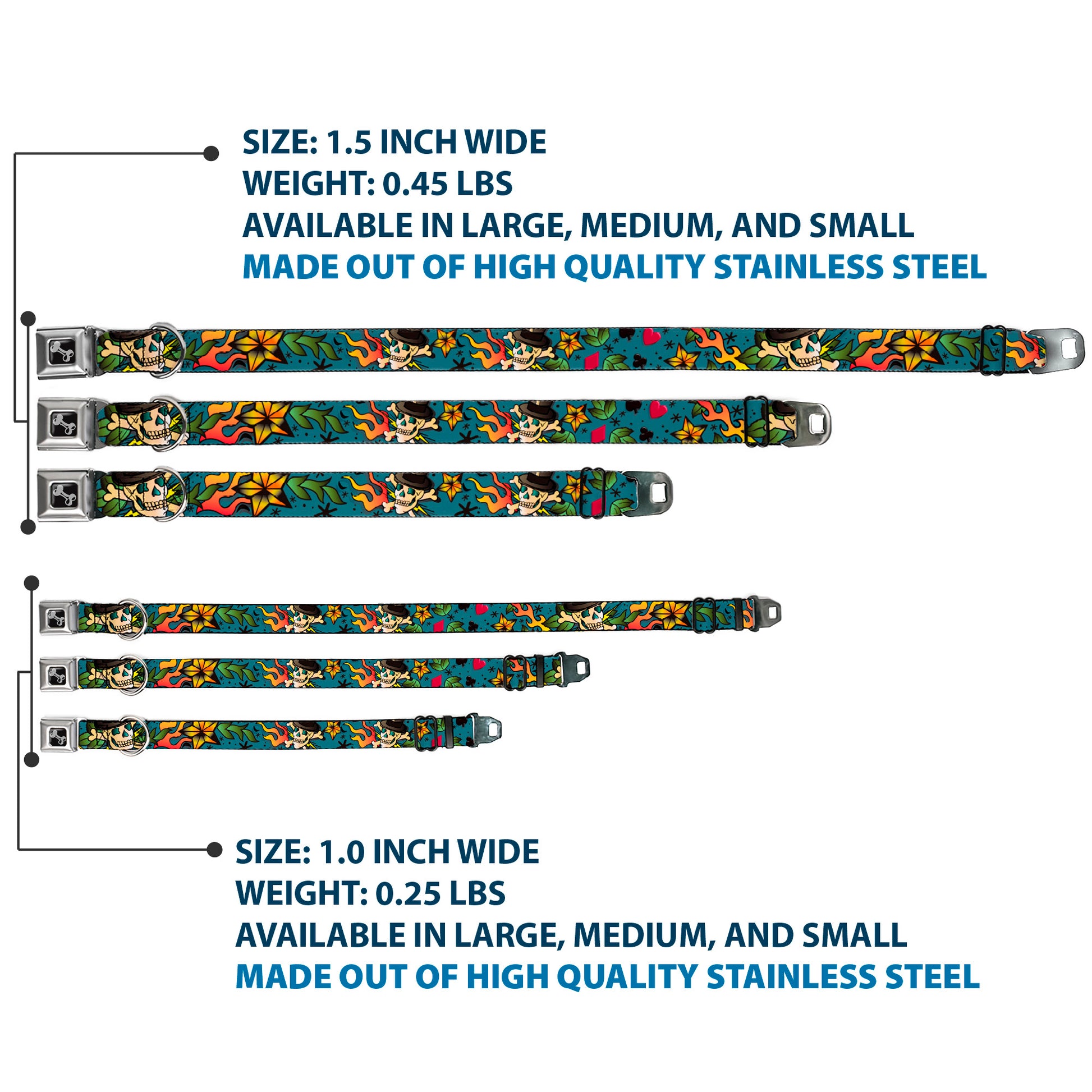 Dog Bone Seatbelt Buckle Collar - Death or Glory CLOSE-UP Gray Seatbelt Buckle Collars Buckle-Down