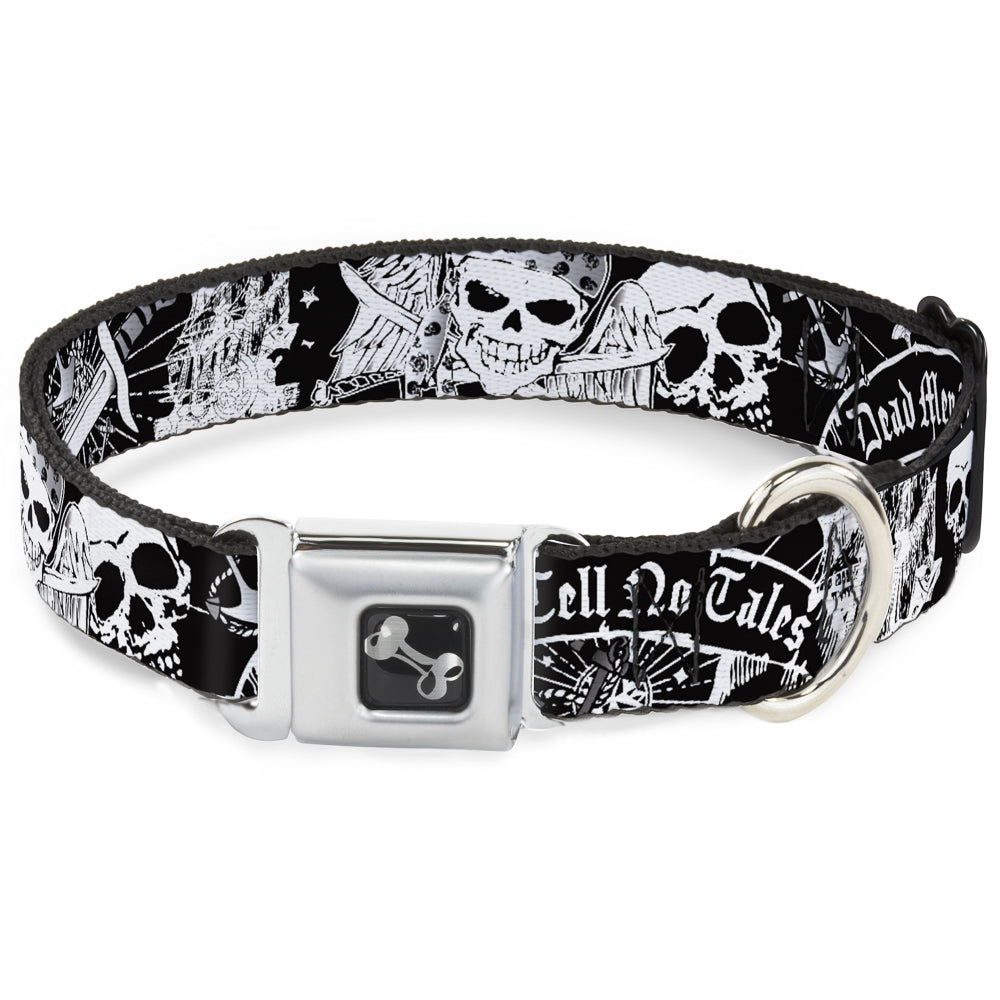 Dog Bone Seatbelt Buckle Collar - Dead Men Tell No Tales Black/White Seatbelt Buckle Collars Buckle-Down
