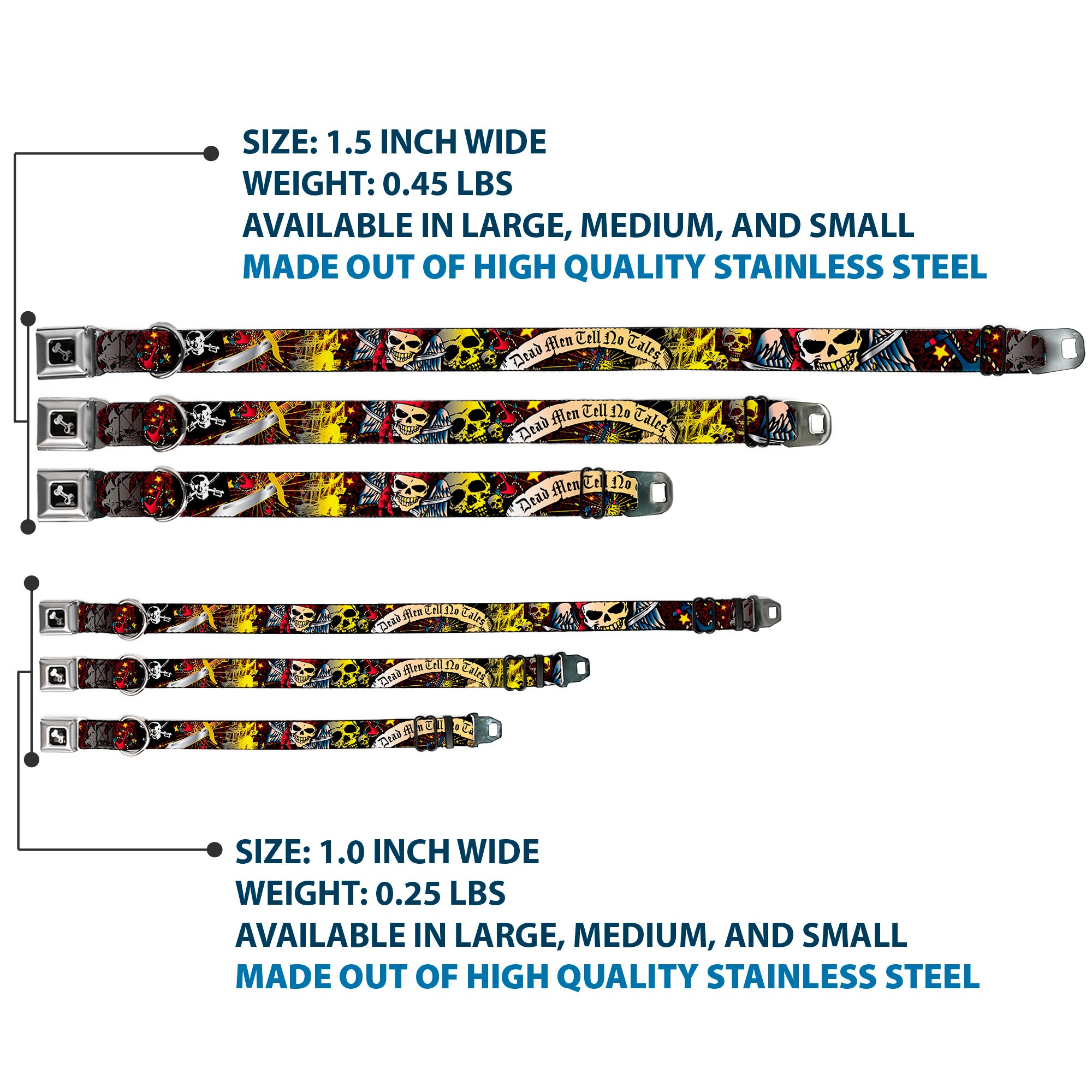 Dog Bone Seatbelt Buckle Collar - Dead Men Tell No Tales Black Seatbelt Buckle Collars Buckle-Down