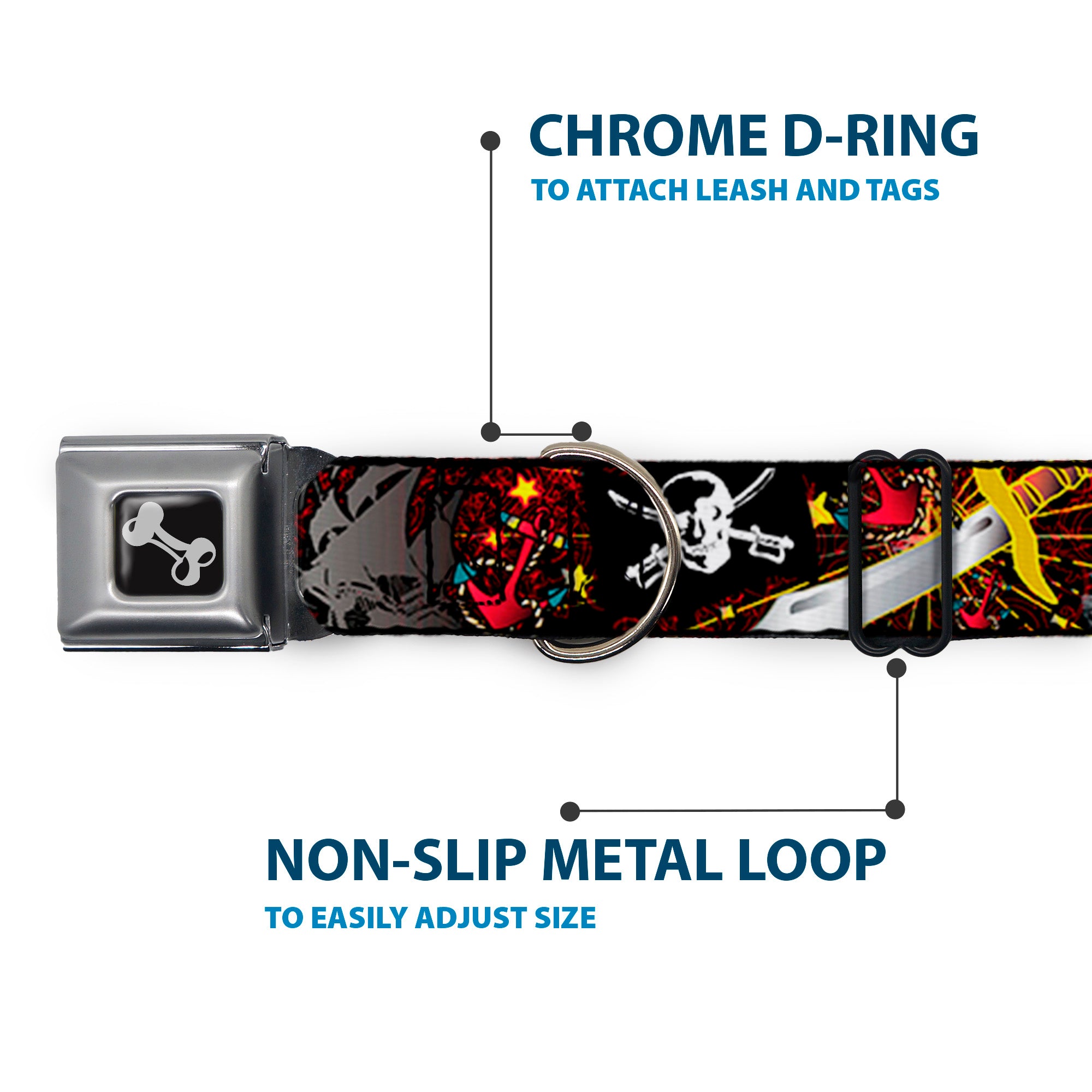 Dog Bone Seatbelt Buckle Collar - Dead Men Tell No Tales Black Seatbelt Buckle Collars Buckle-Down