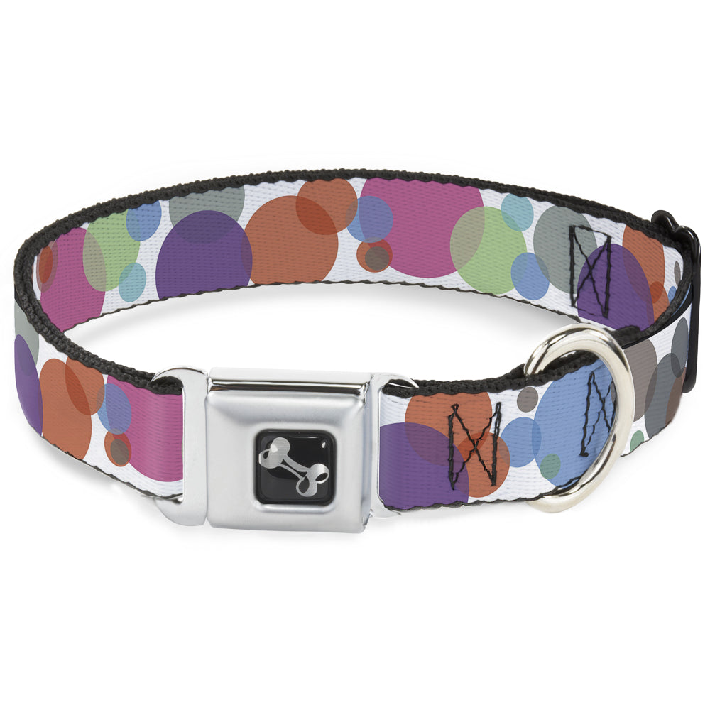 Dog Bone Seatbelt Buckle Collar - Dots White/Transparent Multi Color Seatbelt Buckle Collars Buckle-Down