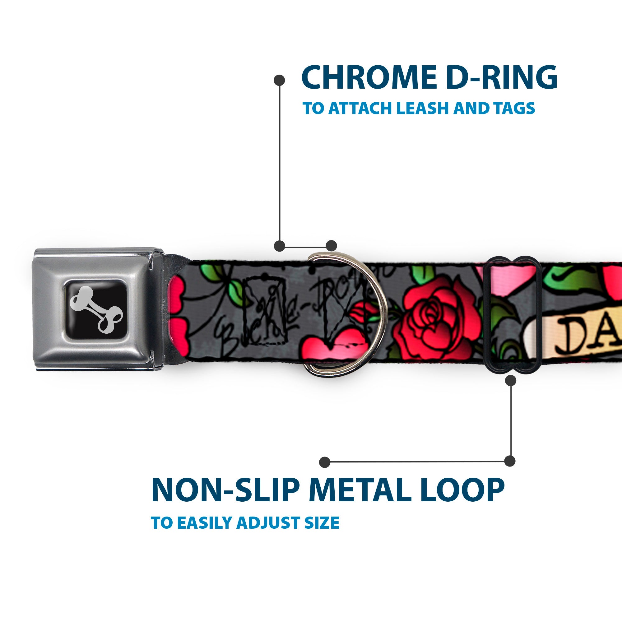 Dog Bone Seatbelt Buckle Collar - Dad & Dad Gray Seatbelt Buckle Collars Buckle-Down