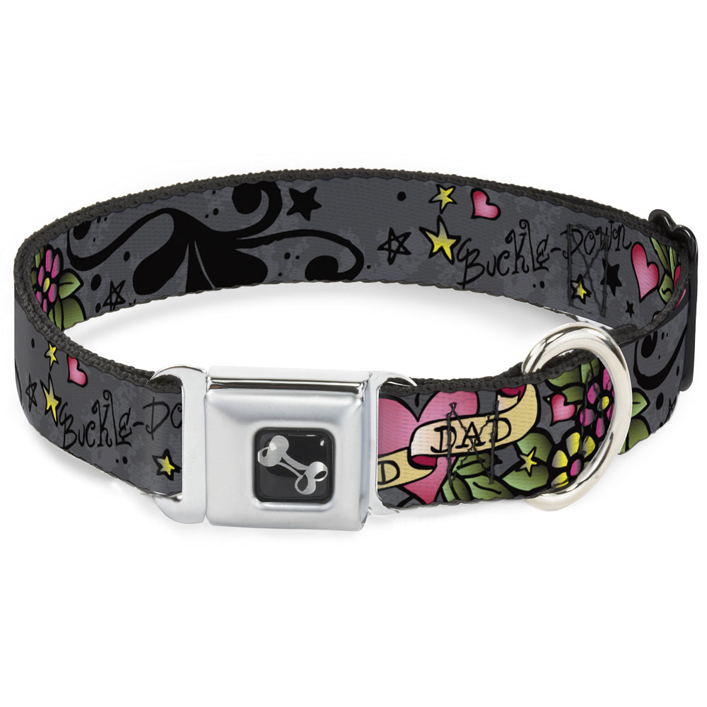 Dog Bone Seatbelt Buckle Collar - Dad & Dad Gray Seatbelt Buckle Collars Buckle-Down