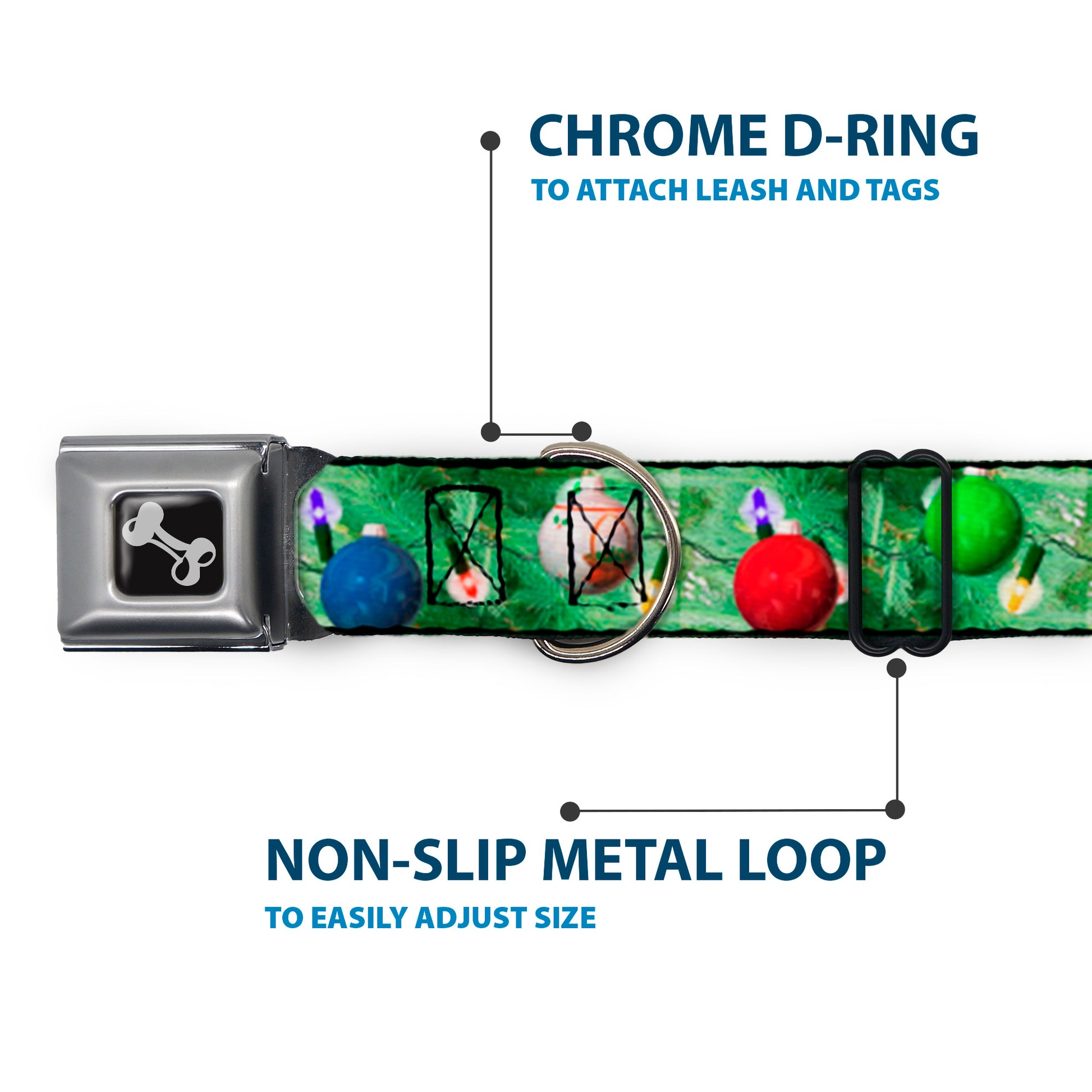 Dog Bone Seatbelt Buckle Collar - Decorated Tree Seatbelt Buckle Collars Buckle-Down