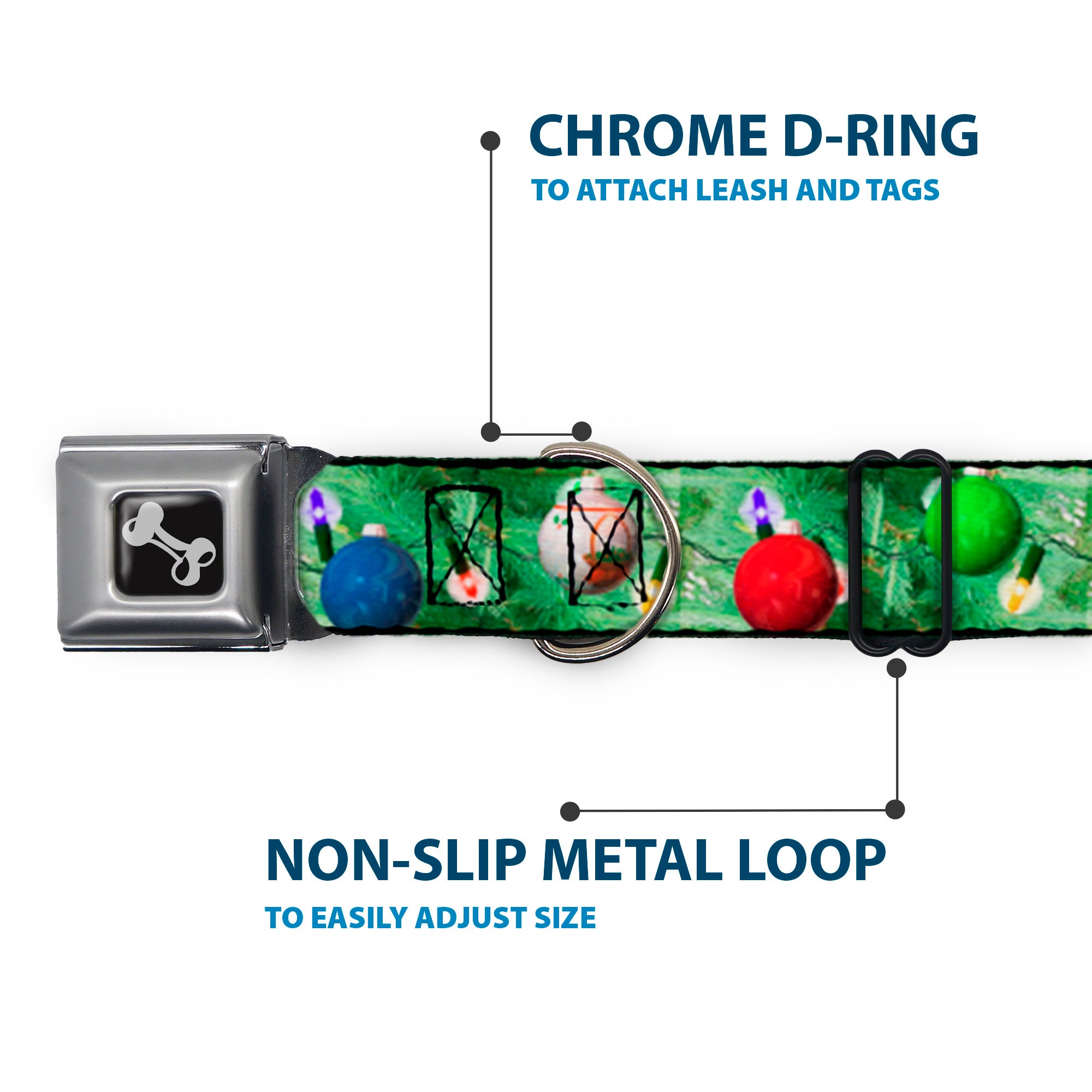 Dog Bone Seatbelt Buckle Collar - Decorated Tree Seatbelt Buckle Collars Buckle-Down