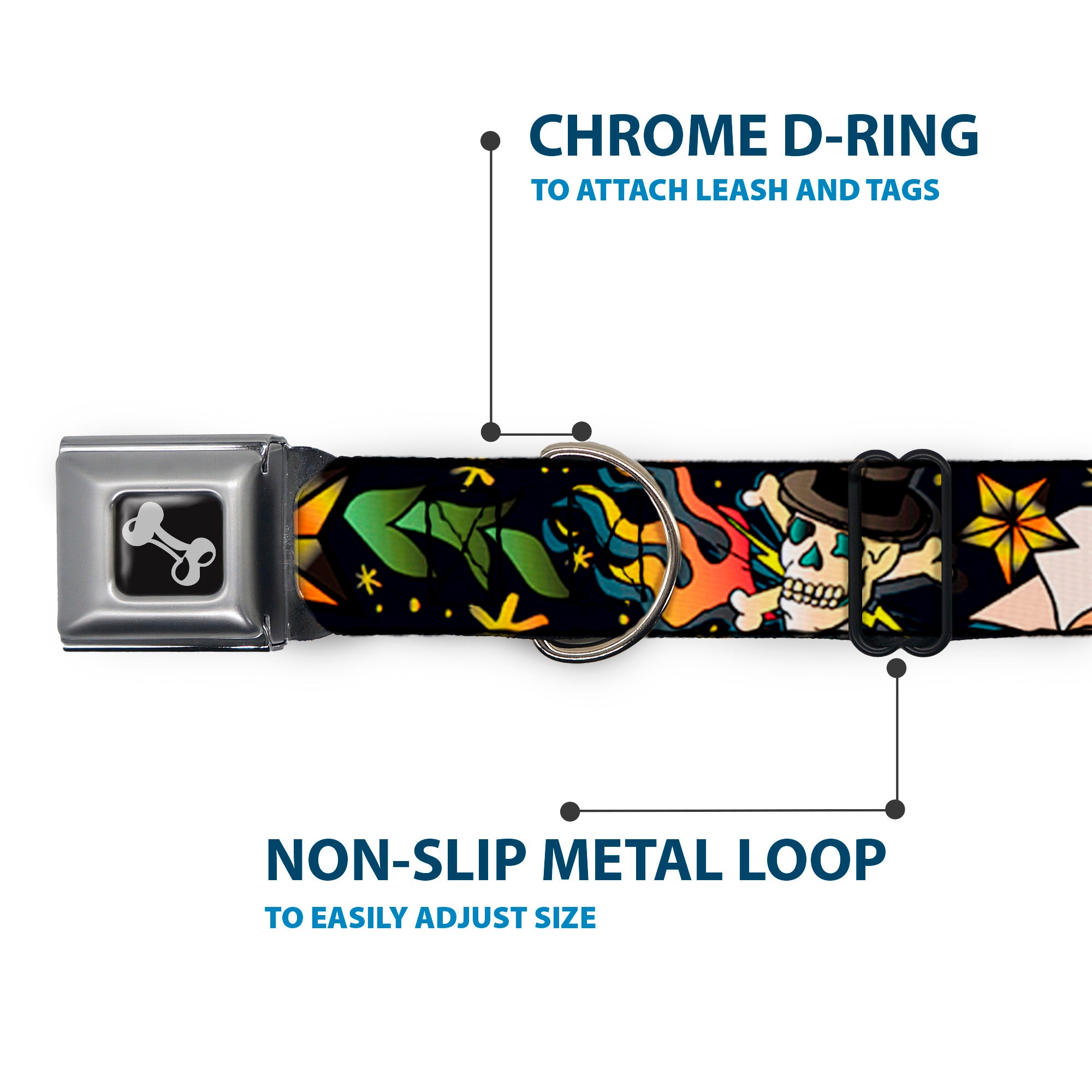 Dog Bone Seatbelt Buckle Collar - Death or Glory Black Seatbelt Buckle Collars Buckle-Down