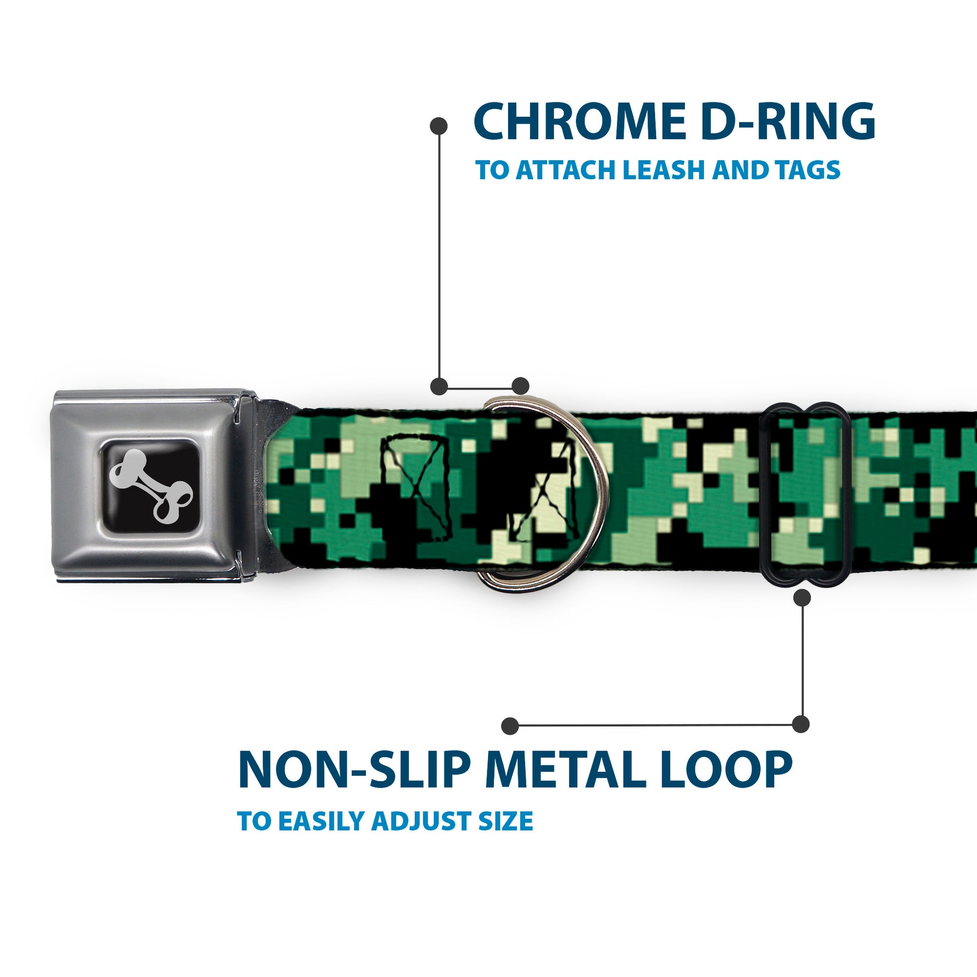 Dog Bone Seatbelt Buckle Collar - Digital Camo Seatbelt Buckle Collars Buckle-Down