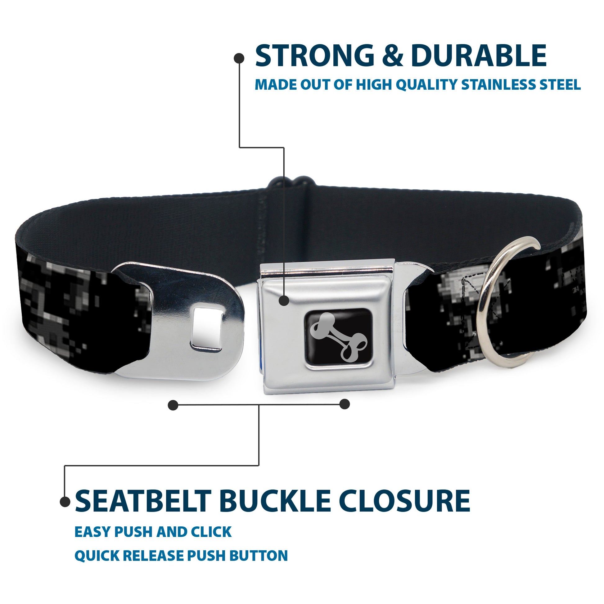 Dog Bone Seatbelt Buckle Collar - Dark Knight Seatbelt Buckle Collars Buckle-Down