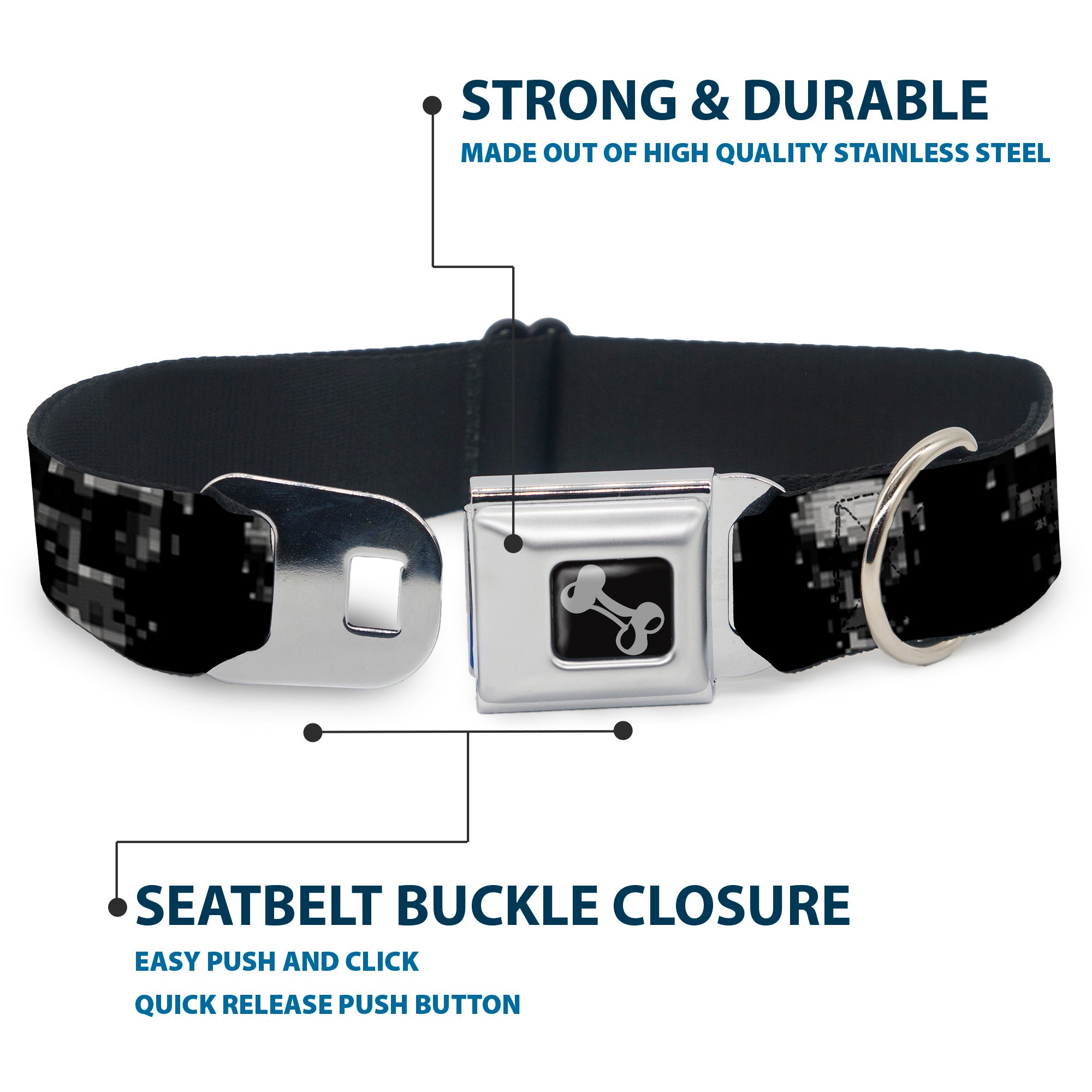 Dog Bone Seatbelt Buckle Collar - Dark Knight Seatbelt Buckle Collars Buckle-Down