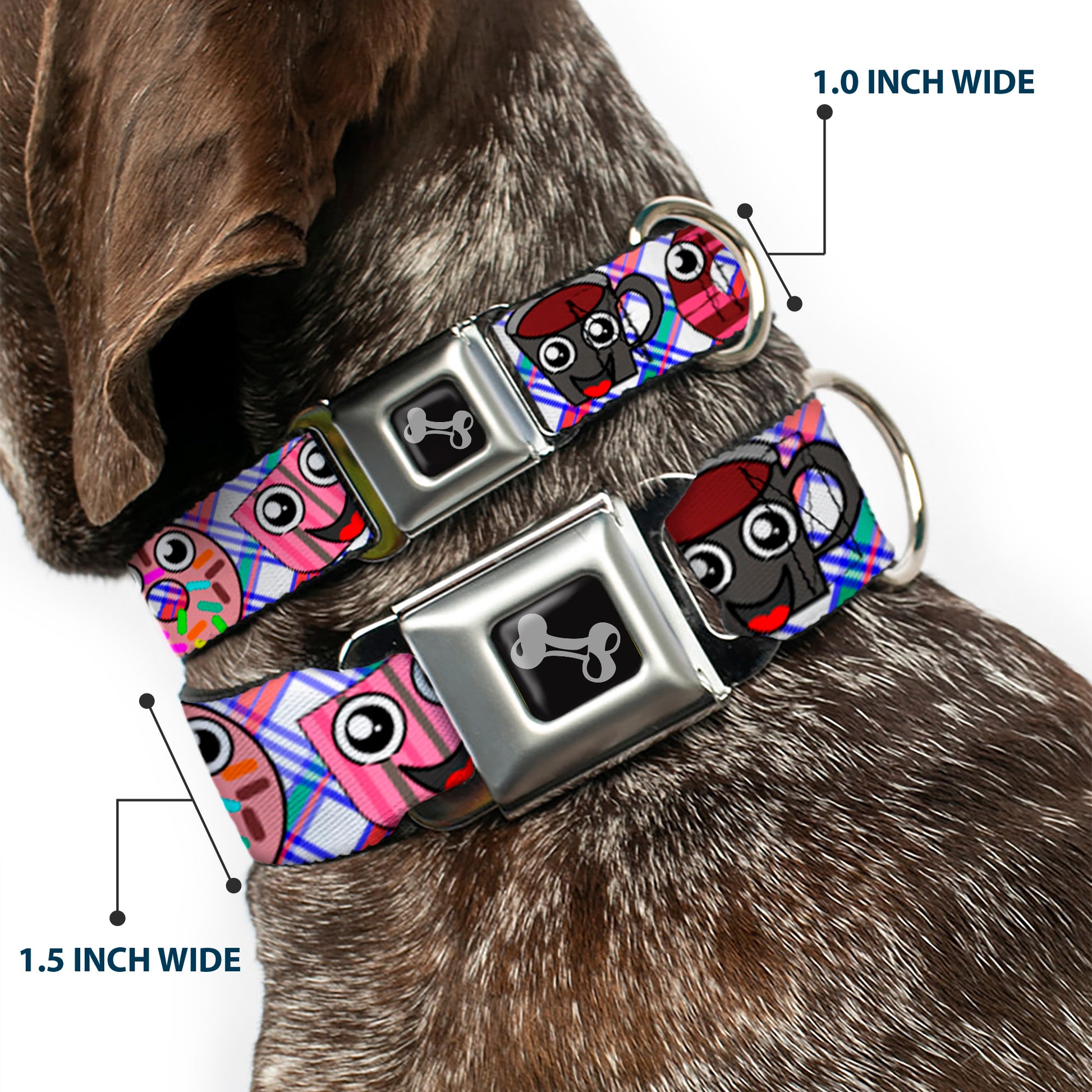 Dog Bone Seatbelt Buckle Collar - Donuts & Coffee Cartoon Seatbelt Buckle Collars Buckle-Down
