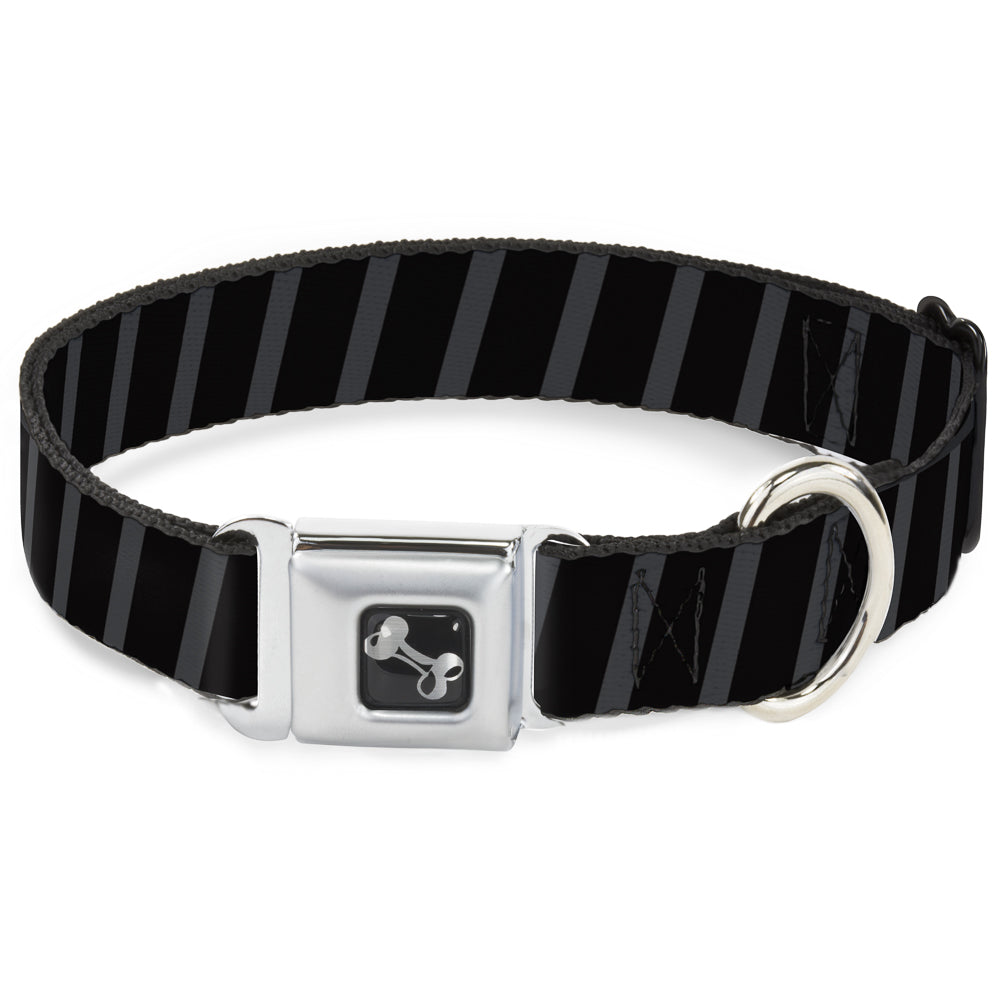 Dog Bone Seatbelt Buckle Collar - Diagonal Stripes Black/Gray Seatbelt Buckle Collars Buckle-Down