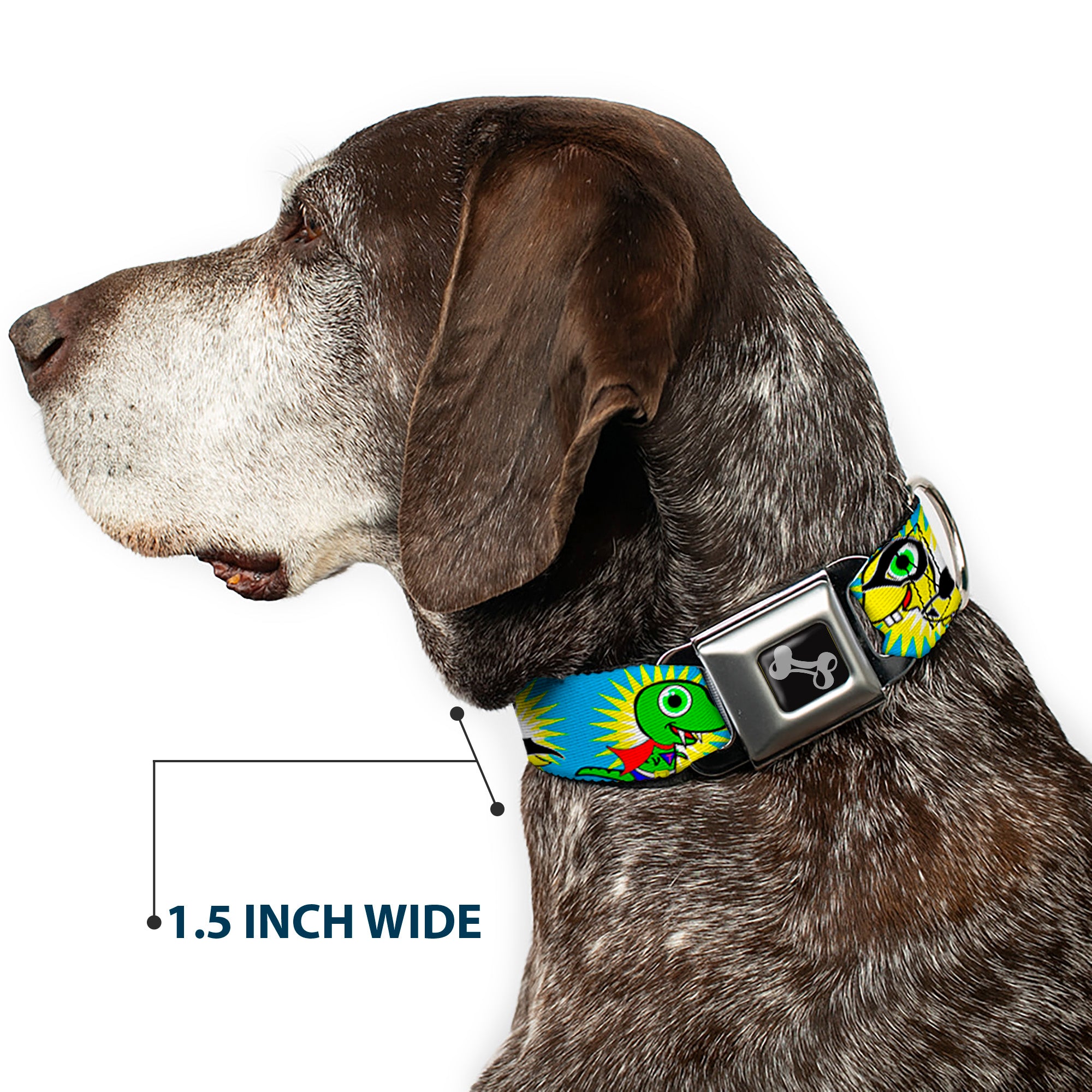 Dog Bone Seatbelt Buckle Collar - Dinosaur Superhero Baby Blue Seatbelt Buckle Collars Buckle-Down