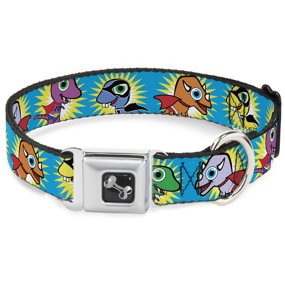 Dog Bone Seatbelt Buckle Collar - Dinosaur Superhero Baby Blue Seatbelt Buckle Collars Buckle-Down