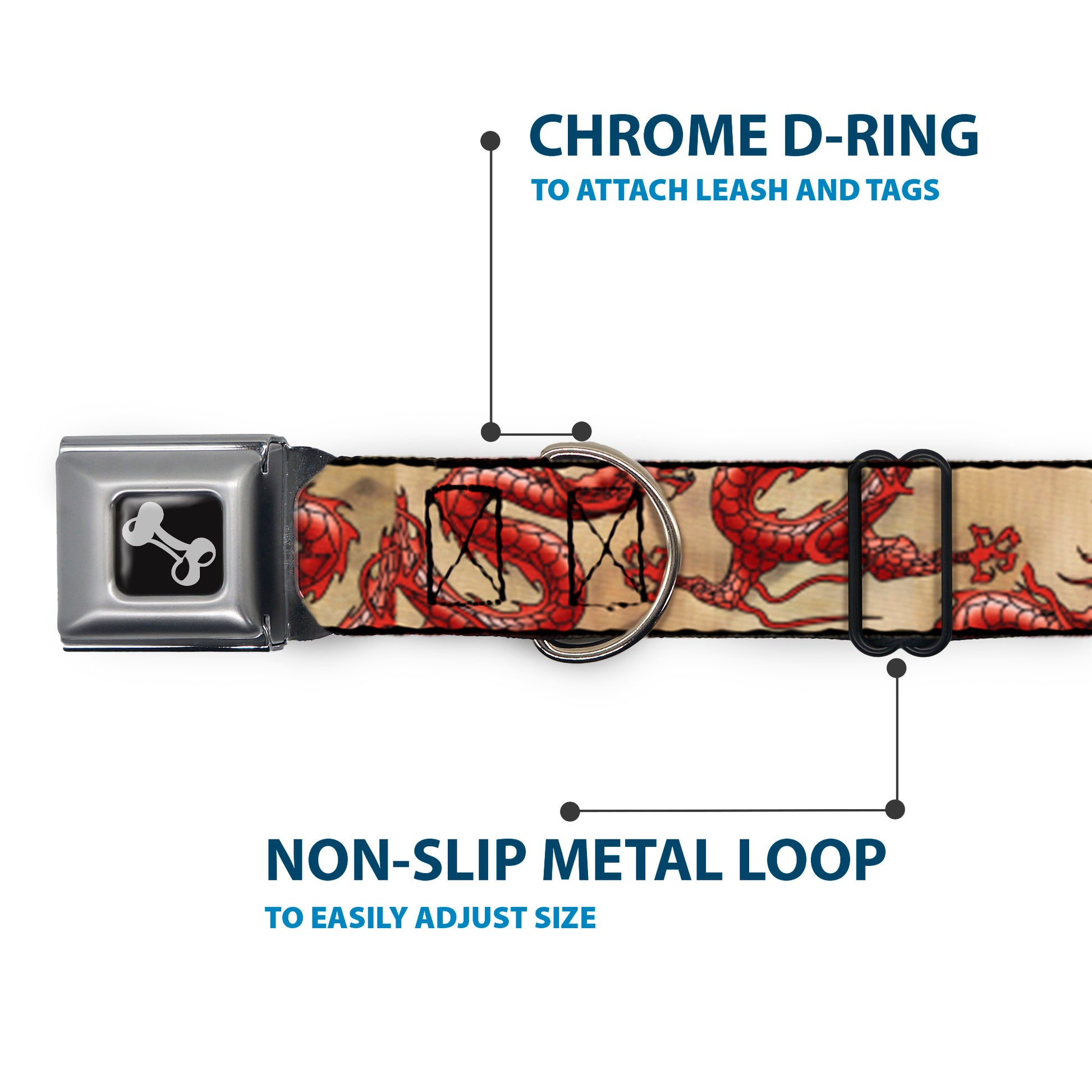 Dog Bone Seatbelt Buckle Collar - Dragons Tan Seatbelt Buckle Collars Buckle-Down