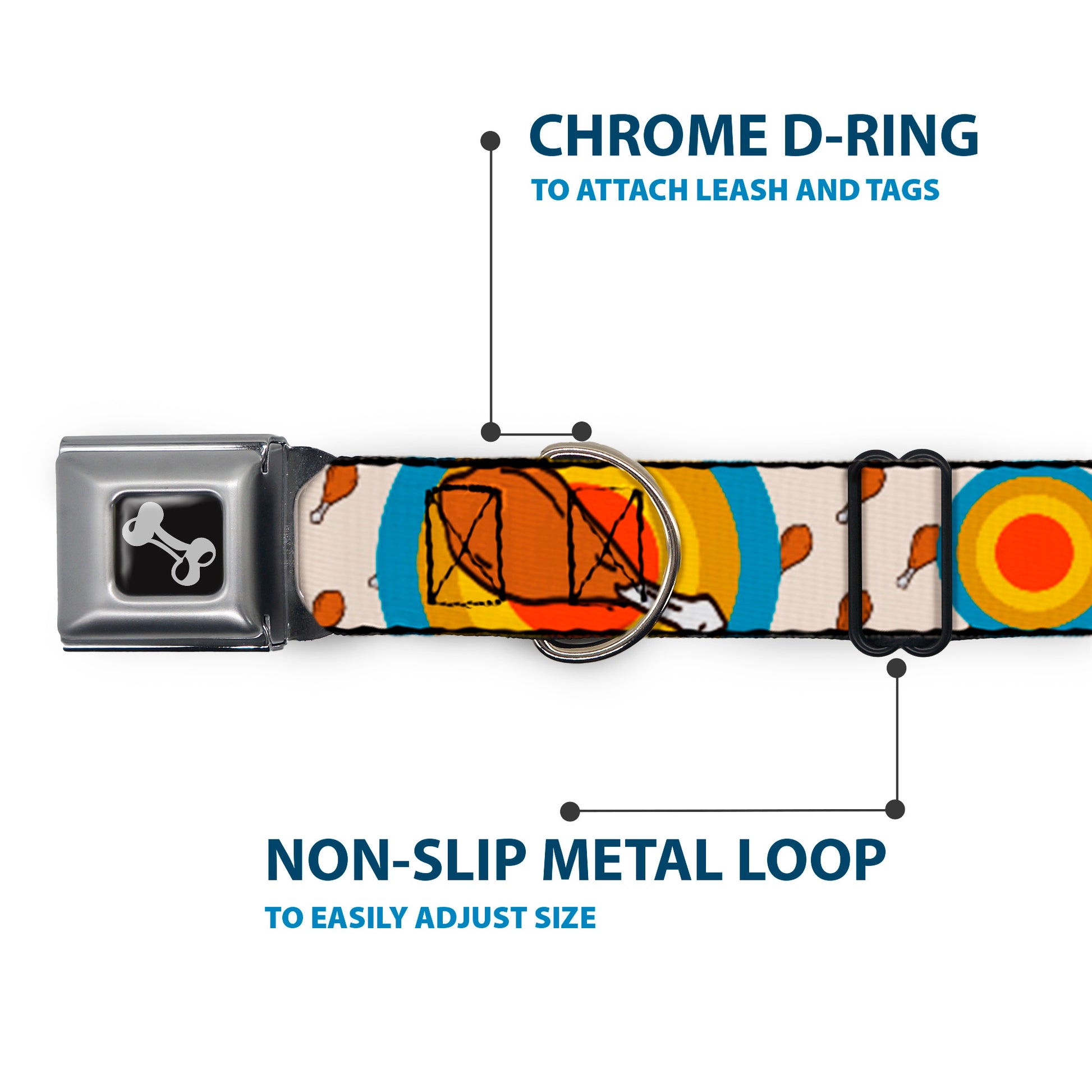 Dog Bone Seatbelt Buckle Collar - Drumstick Target Seatbelt Buckle Collars Buckle-Down