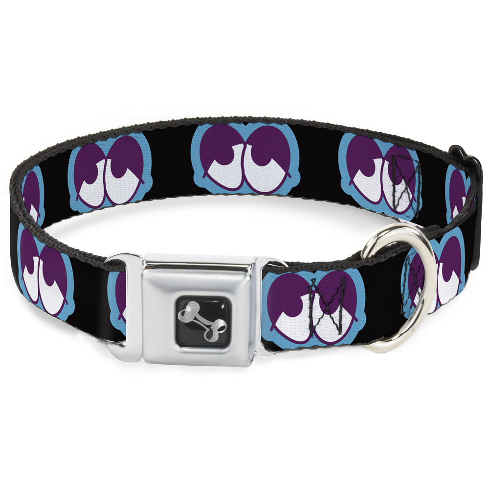 Dog Bone Seatbelt Buckle Collar - Dopey Eyes Black/Baby Blue/Purple Seatbelt Buckle Collars Buckle-Down
