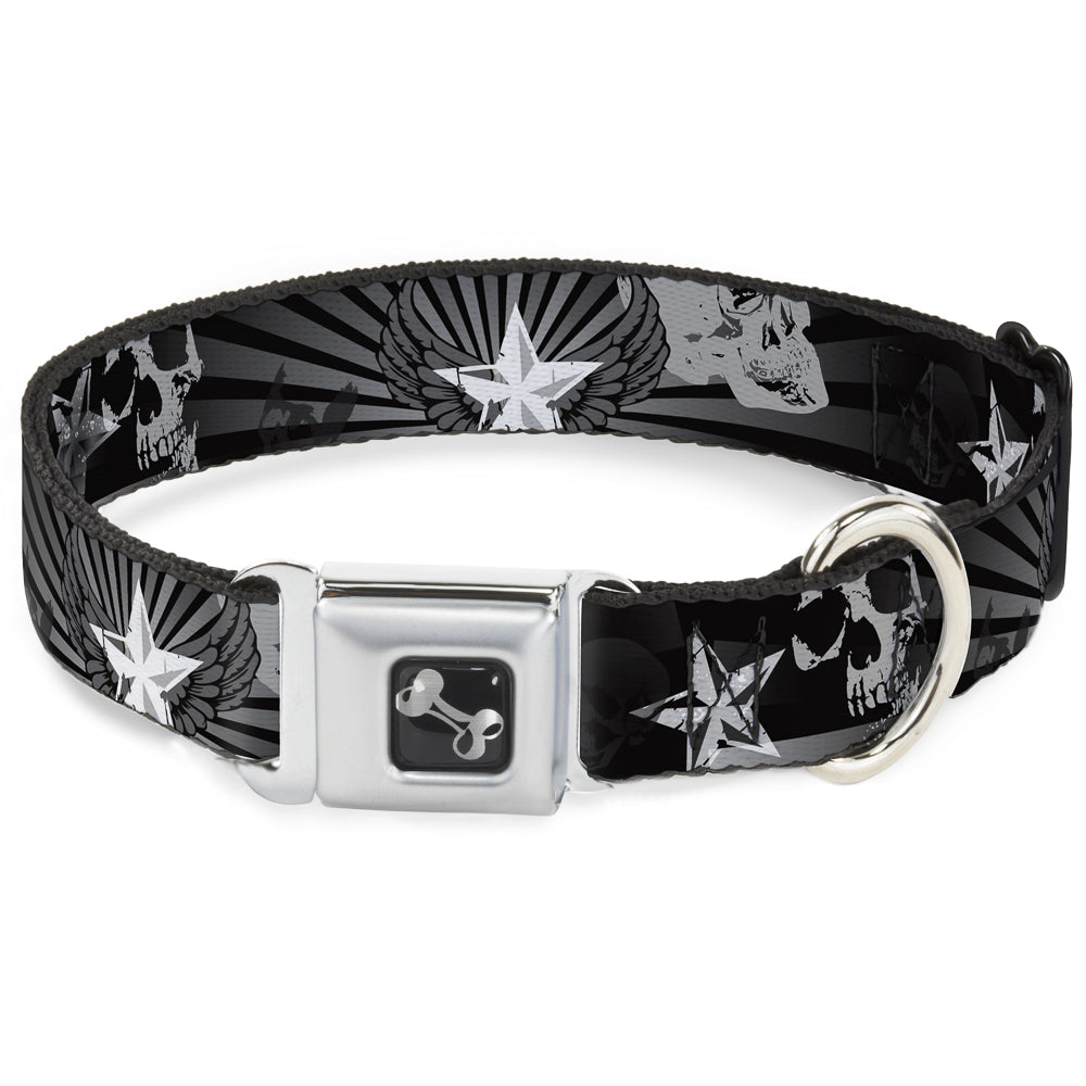 Dog Bone Seatbelt Buckle Collar - Die Hard Skulls & Stars1 Black/Grays Seatbelt Buckle Collars Buckle-Down