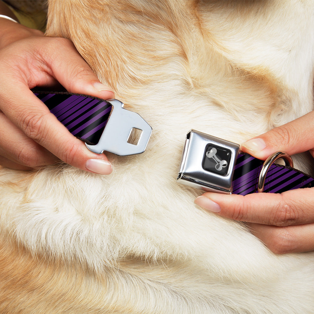 Dog Bone Seatbelt Buckle Collar - Diagonal Stripes Purples Seatbelt Buckle Collars Buckle-Down