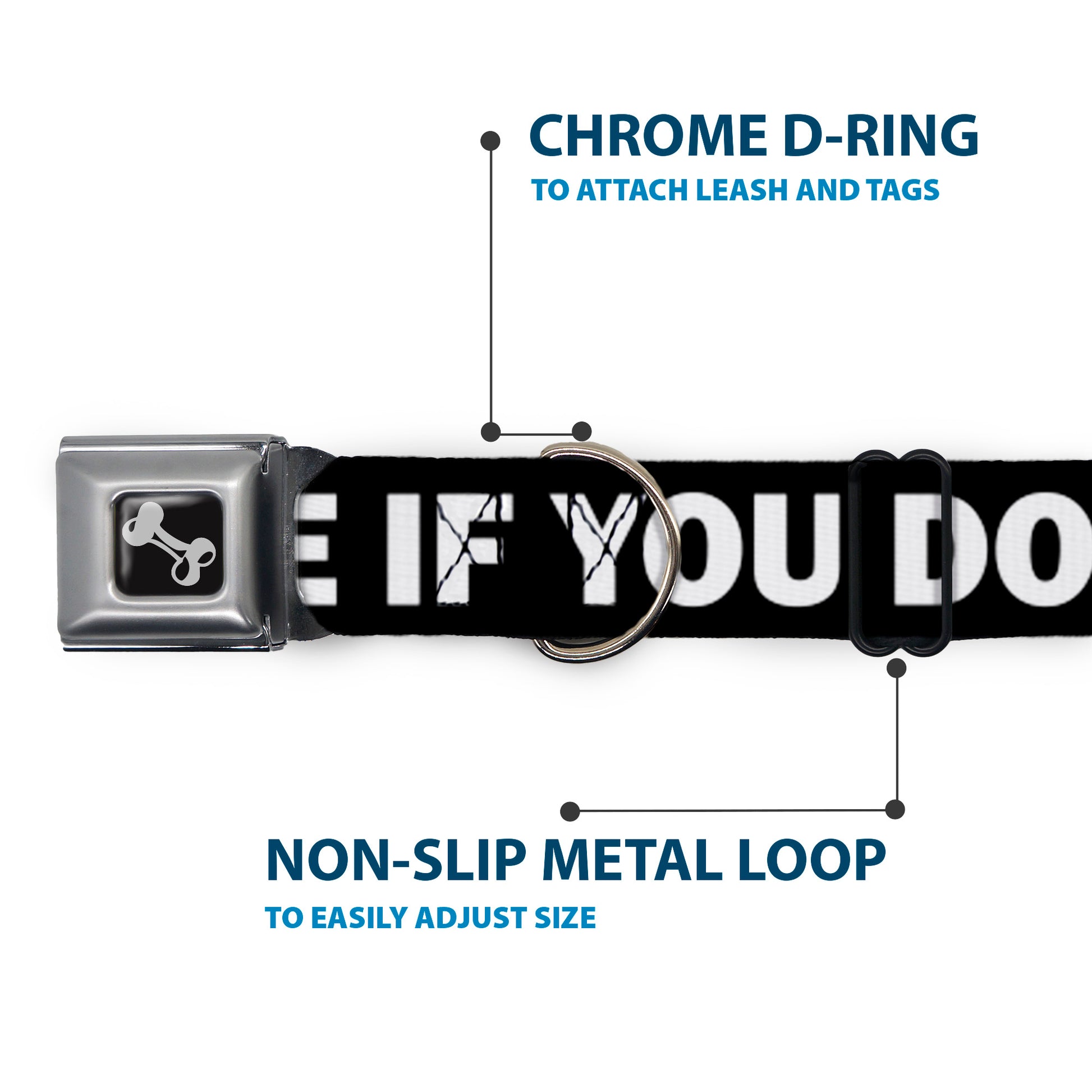 Dog Bone Seatbelt Buckle Collar - DON'T BRO ME IF YOU DON'T KNOW ME Black/White/Red Seatbelt Buckle Collars Buckle-Down