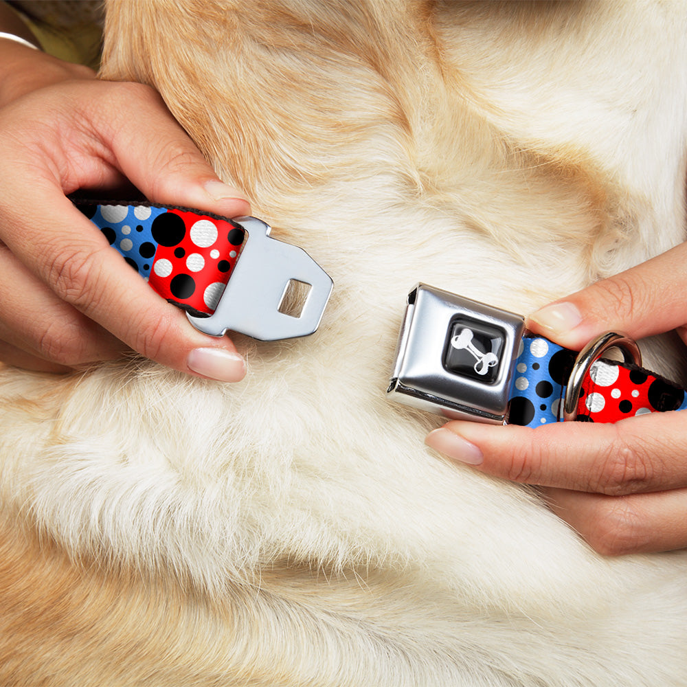 Dog Bone Seatbelt Buckle Collar - Dot Blocks Blue/Red/Black/White Seatbelt Buckle Collars Buckle-Down