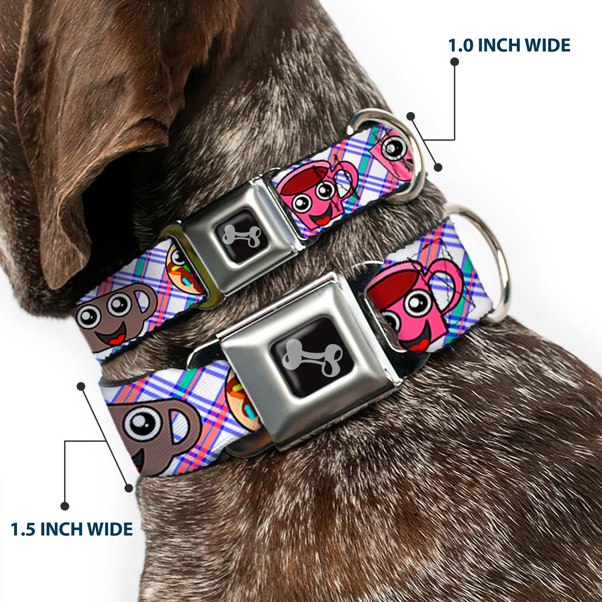 Dog Bone Seatbelt Buckle Collar - Donuts & Coffee Cartoon2 Seatbelt Buckle Collars Buckle-Down