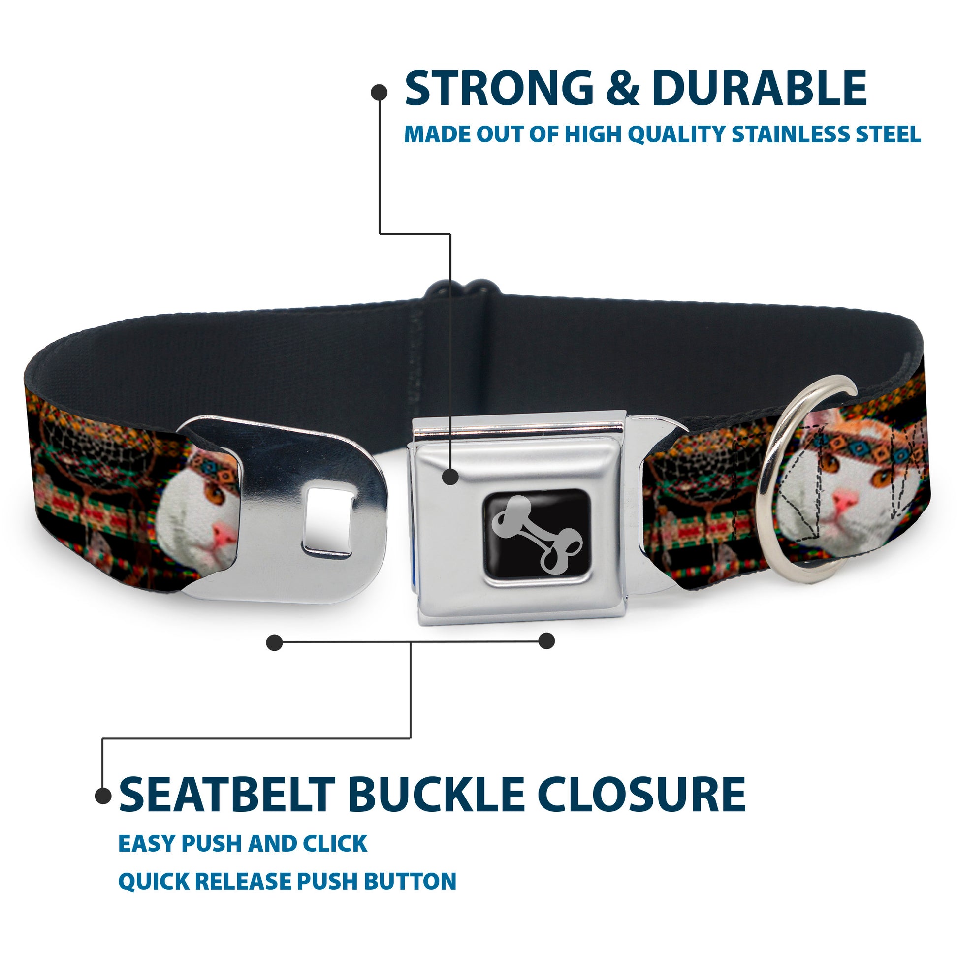 Dog Bone Seatbelt Buckle Collar - Dream Catcher Cats Seatbelt Buckle Collars Buckle-Down