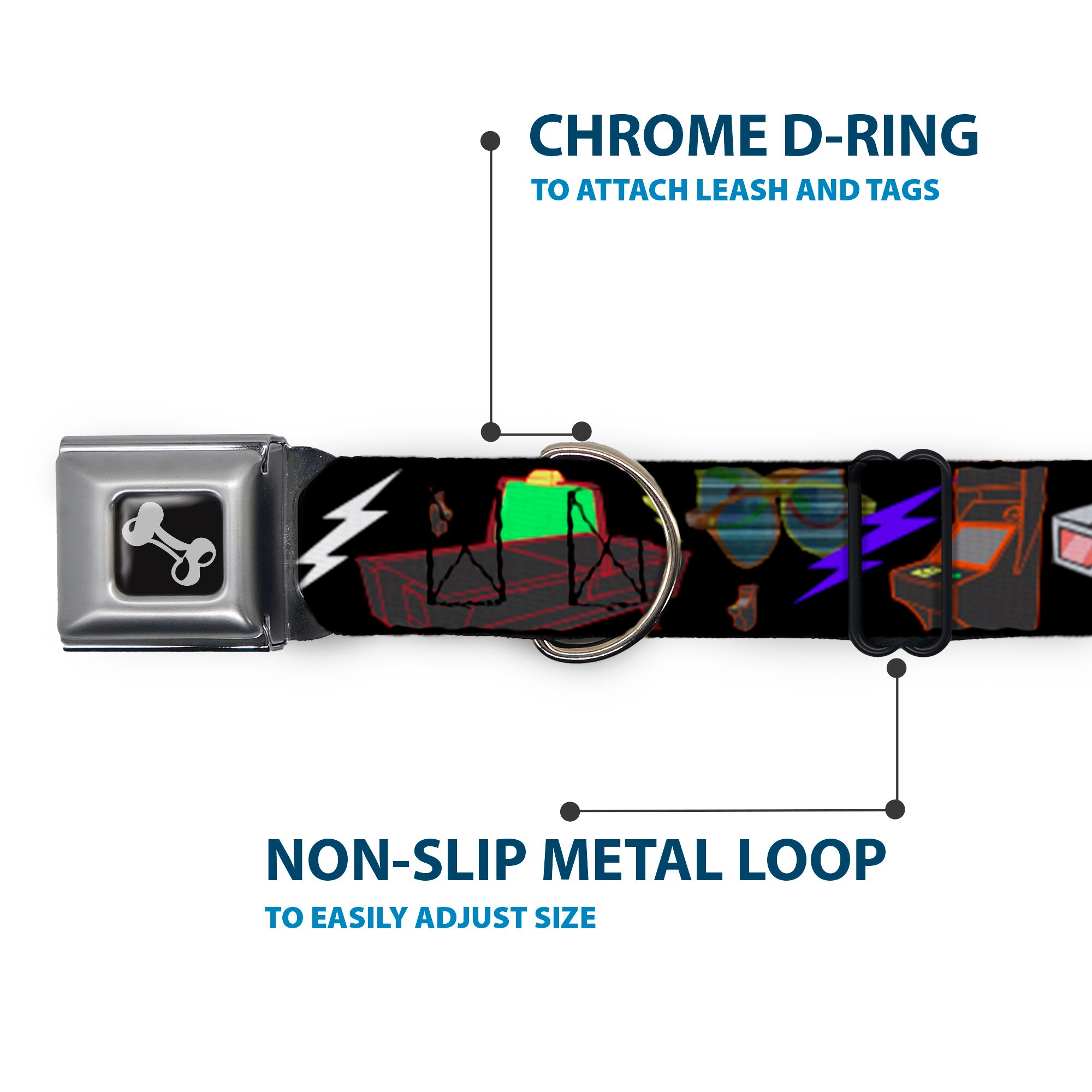 Dog Bone Seatbelt Buckle Collar - Eighties Arcade Black Seatbelt Buckle Collars Buckle-Down