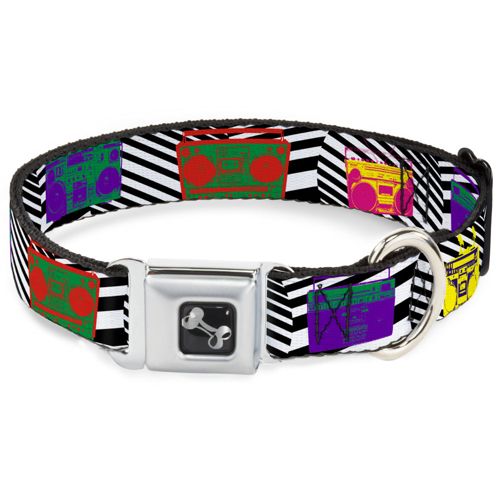 Dog Bone Seatbelt Buckle Collar - Eighties Boomboxes Seatbelt Buckle Collars Buckle-Down