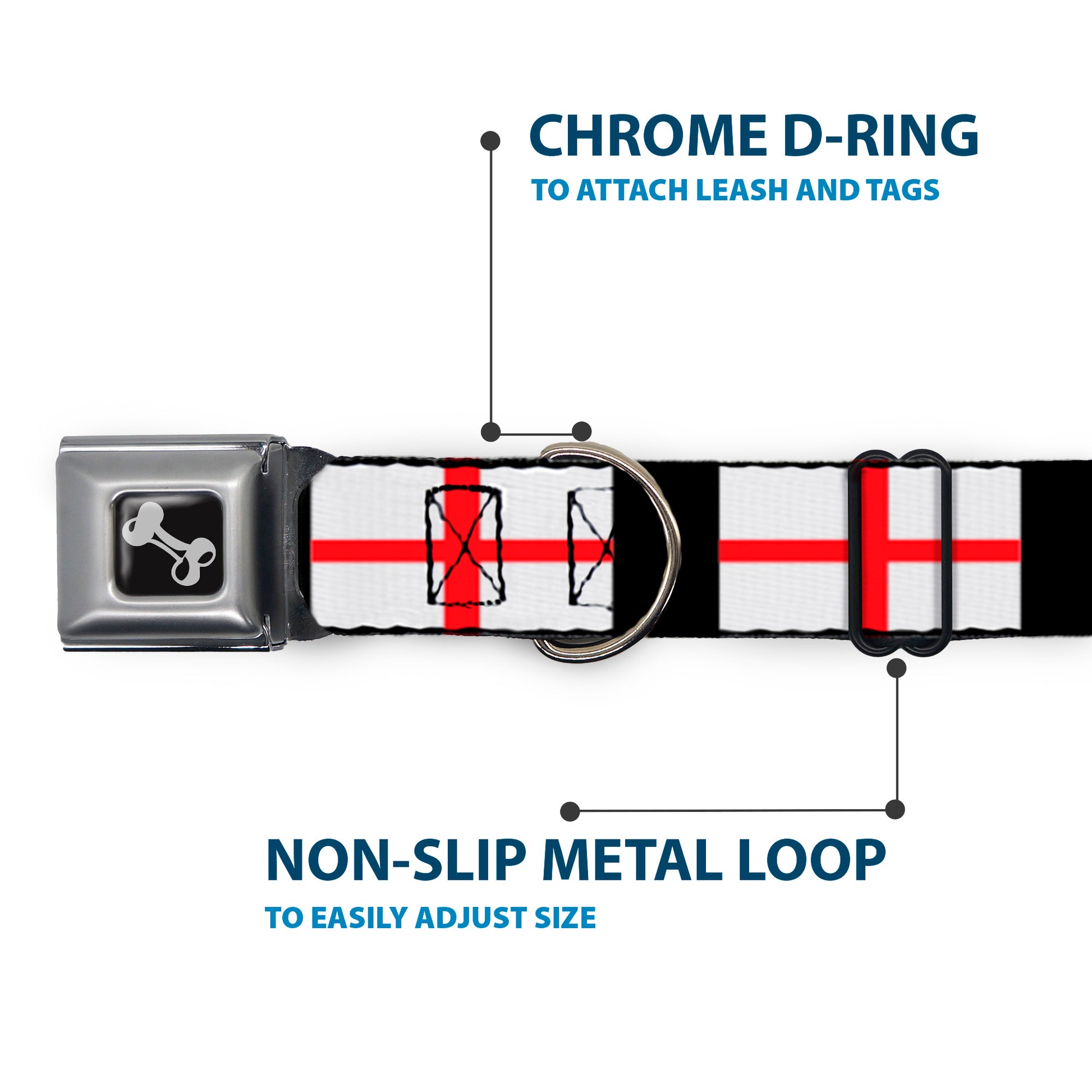 Dog Bone Seatbelt Buckle Collar - England Flags Seatbelt Buckle Collars Buckle-Down