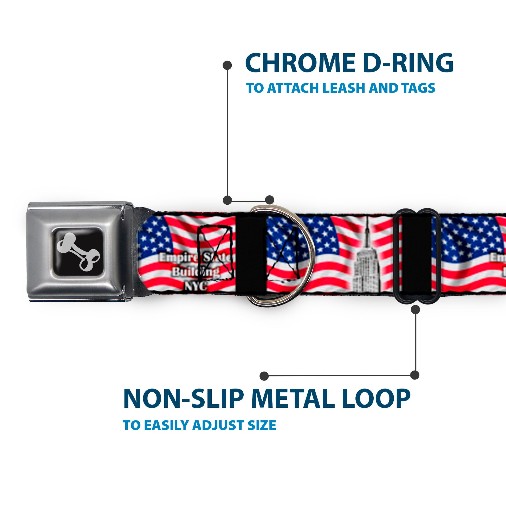 Dog Bone Seatbelt Buckle Collar - Empire State Building NYC Seatbelt Buckle Collars Buckle-Down